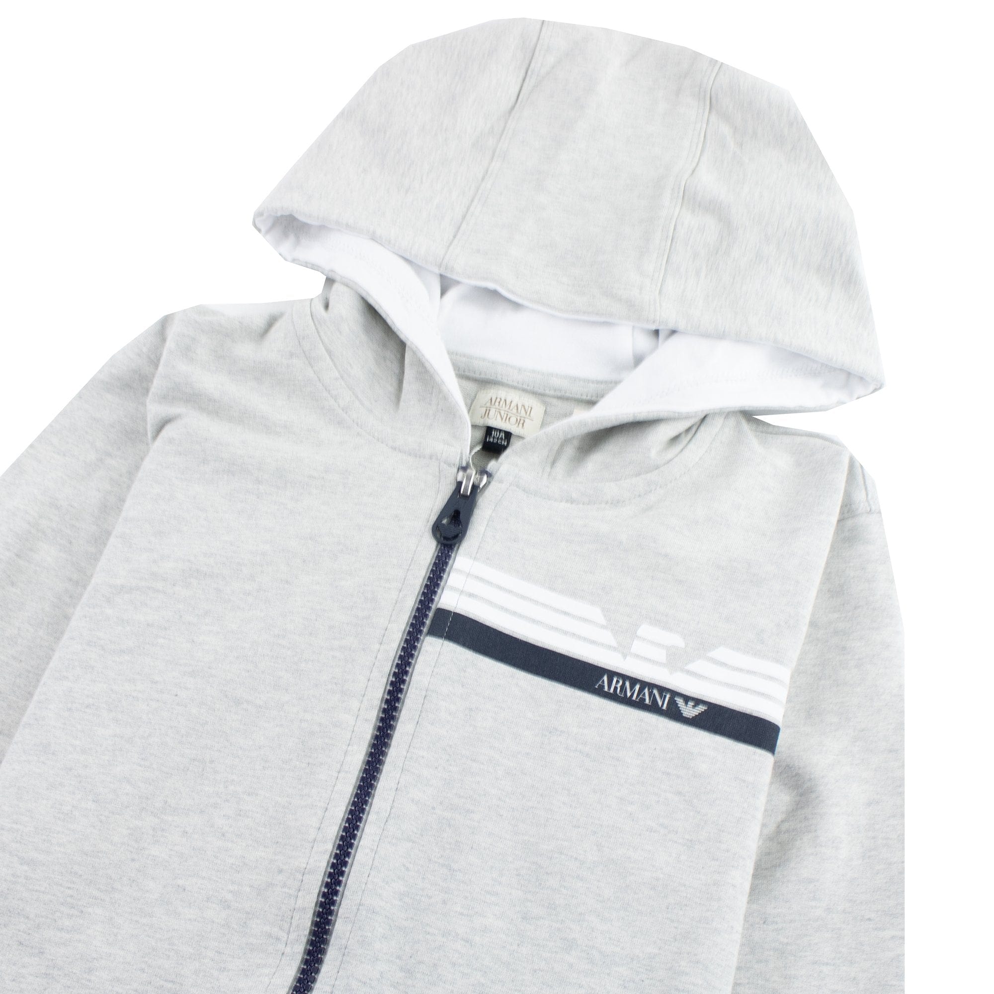 Armani Junior Logo Zipped Sweatshirt Grey
