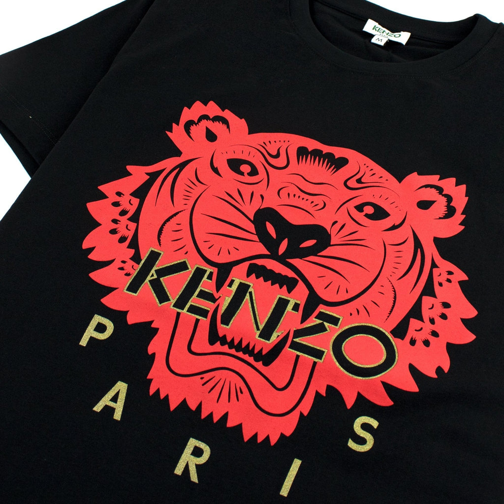 Kenzo Red Tiger Print T-shirt Black