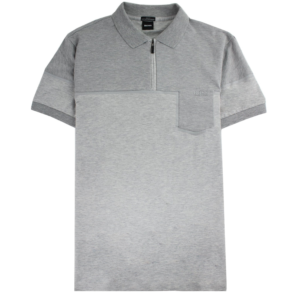 Hugo Boss Slim-fit Philix Polo Shirt In Cotton Grey