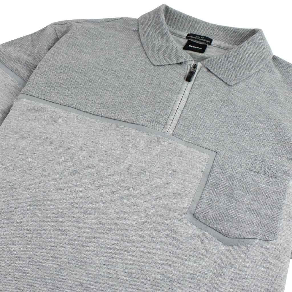 Hugo Boss Slim-fit Philix Polo Shirt In Cotton Grey