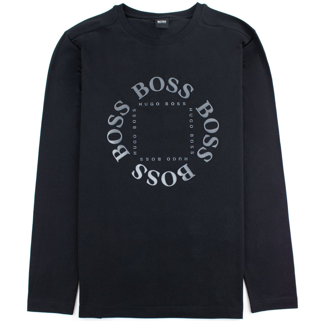 Hugo Boss Regular-fit Long Sleeve T-shirt In Stretch Cotton Black