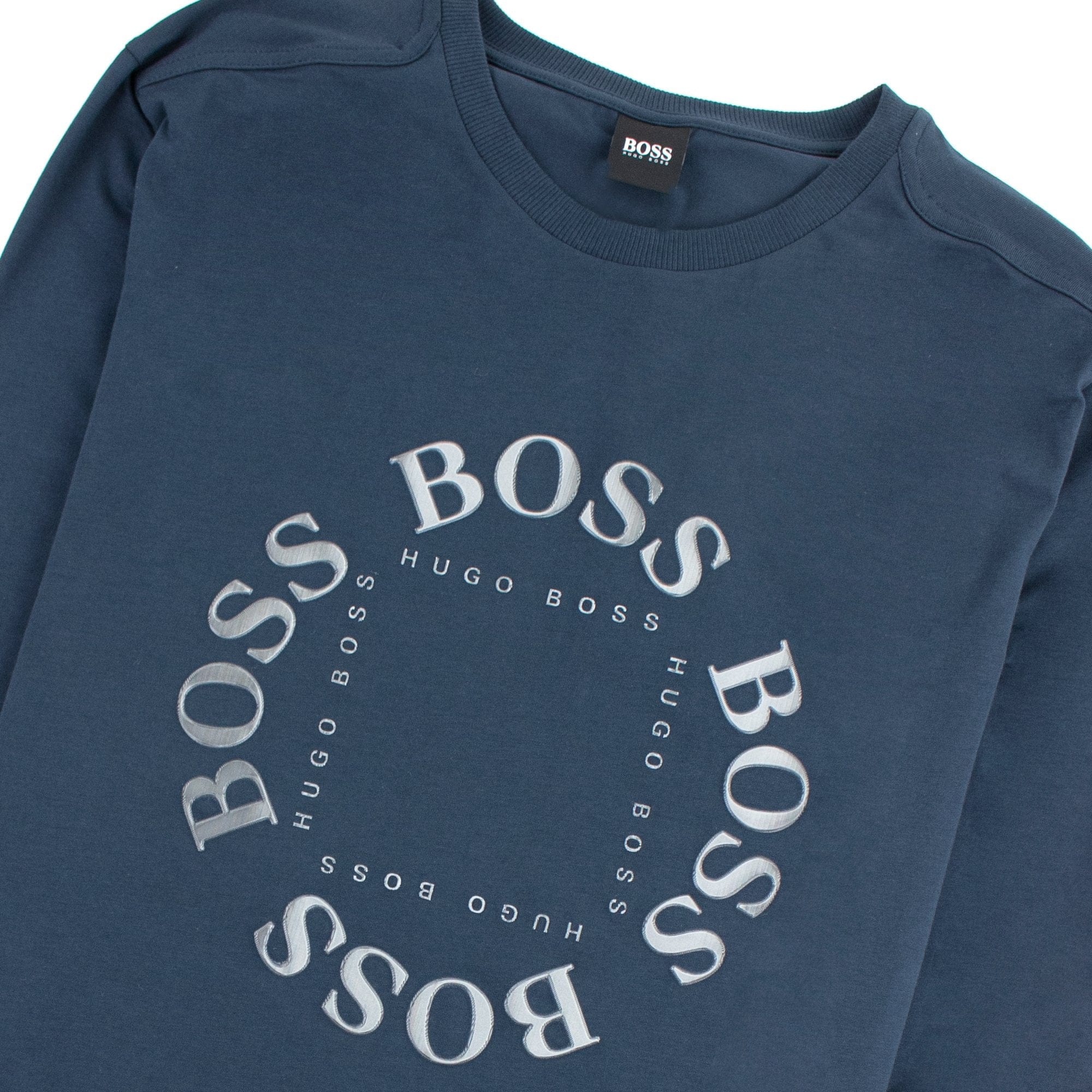 Hugo Boss Regular-fit Long Sleeve T-shirt In Stretch Cotton Dark Blue