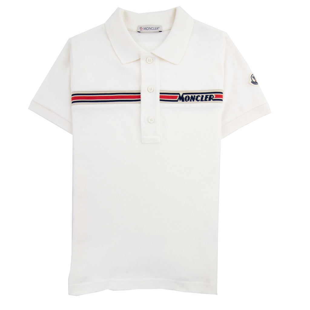Moncler Junior Maglia Manica Chest Logo Polo Ivory 034