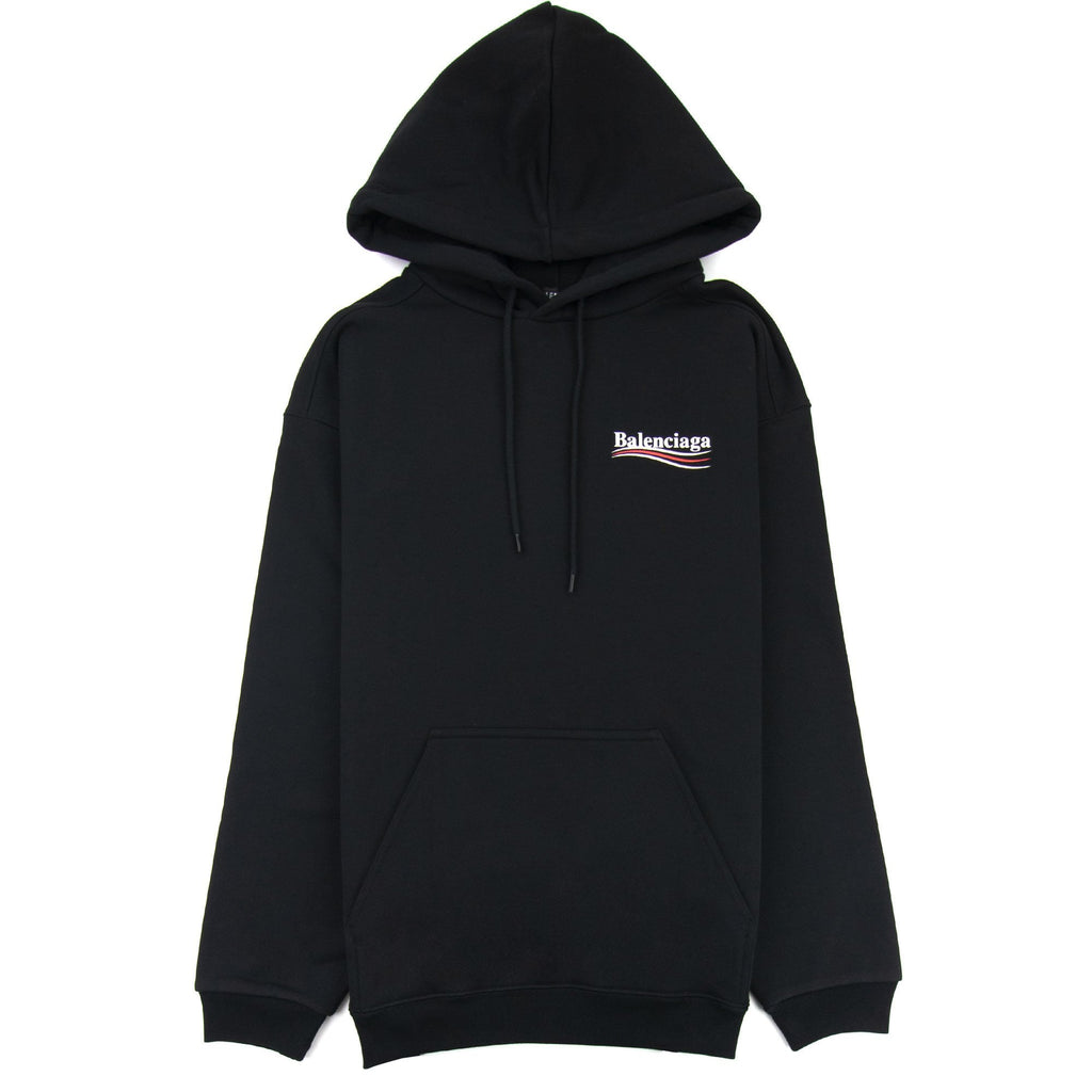 Balenciaga Logo Print Hooded Sweatshirt Black 1070