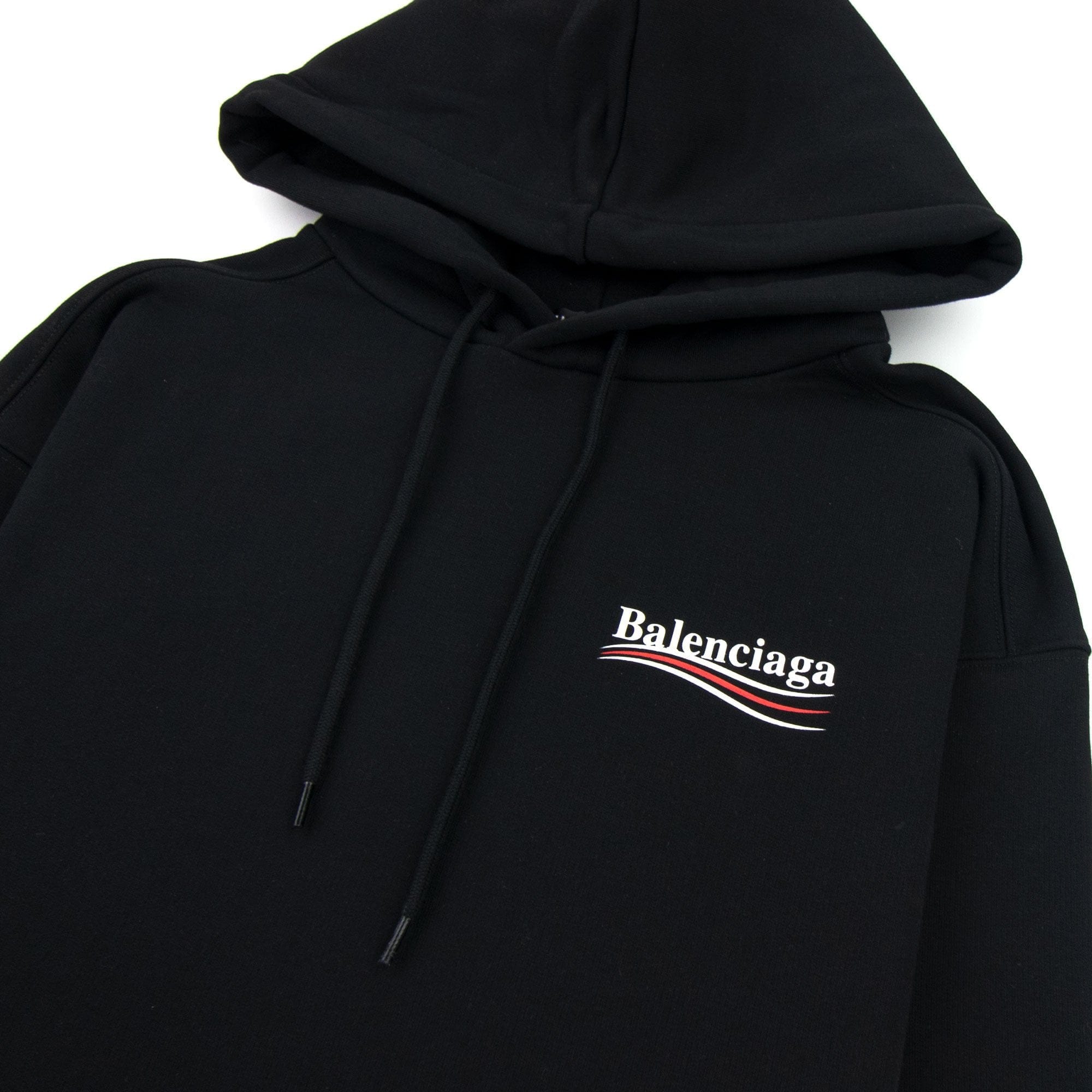Balenciaga Logo Print Hooded Sweatshirt Black 1070