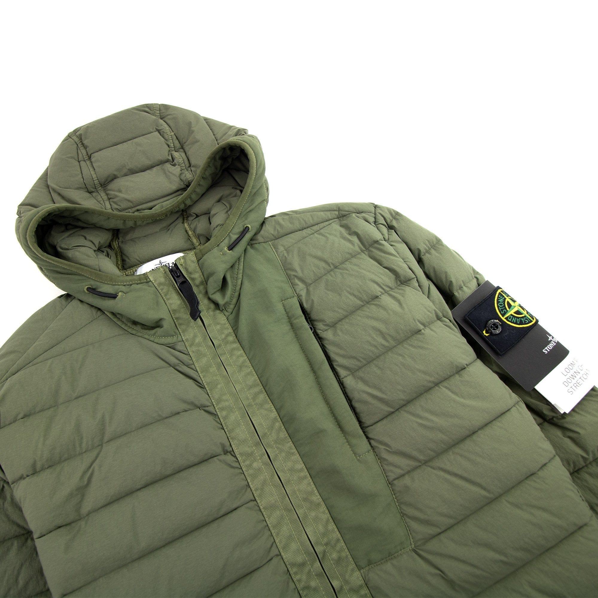 Stone Island 41225 Loom Woven Down Chambers Stretch Nylon-tc Jacket Khaki V0058