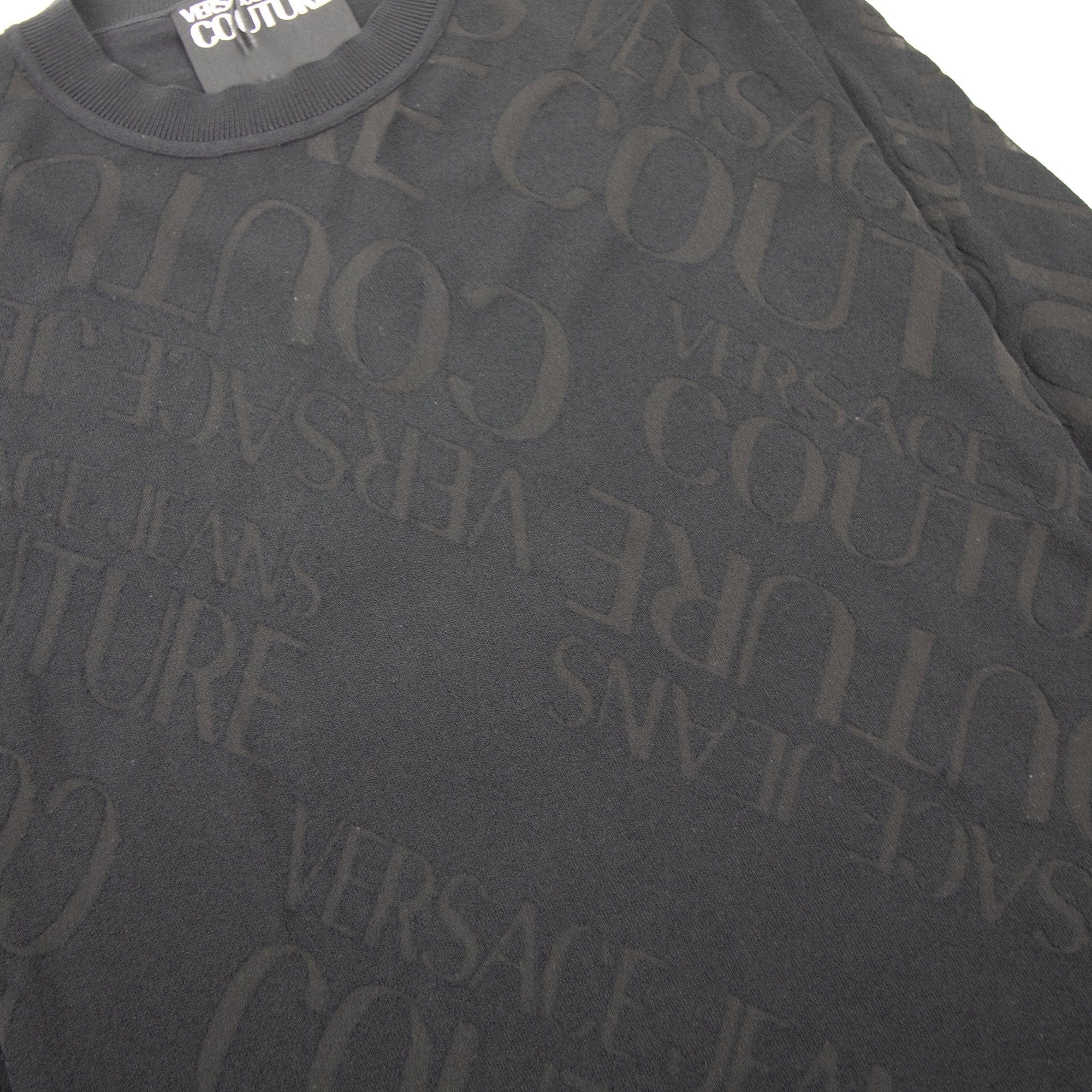 Versace Jeans Couture Embossed Writing Knitted Jumper Black