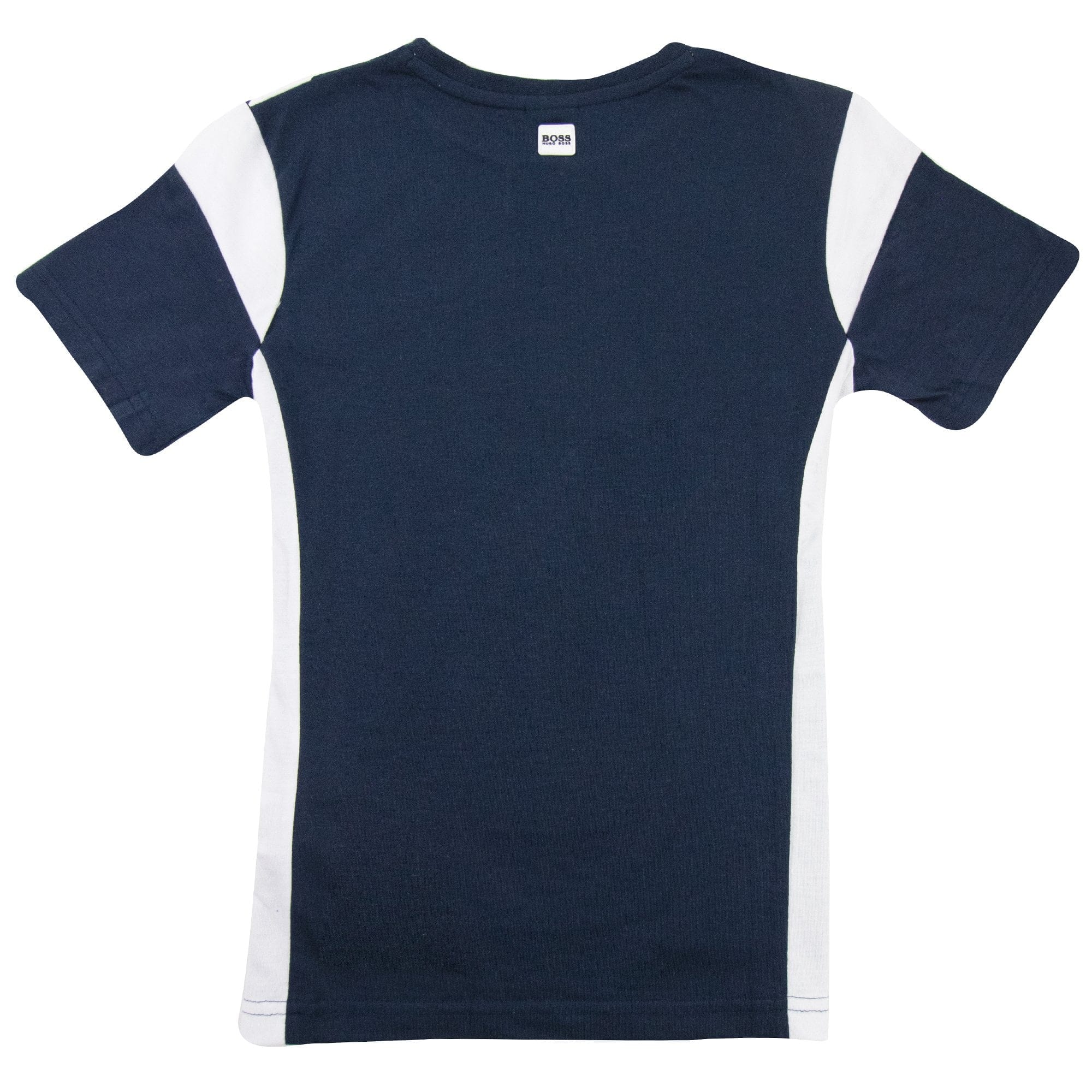Hugo Boss Kids Logo Print Colour Block T Shirt Navy