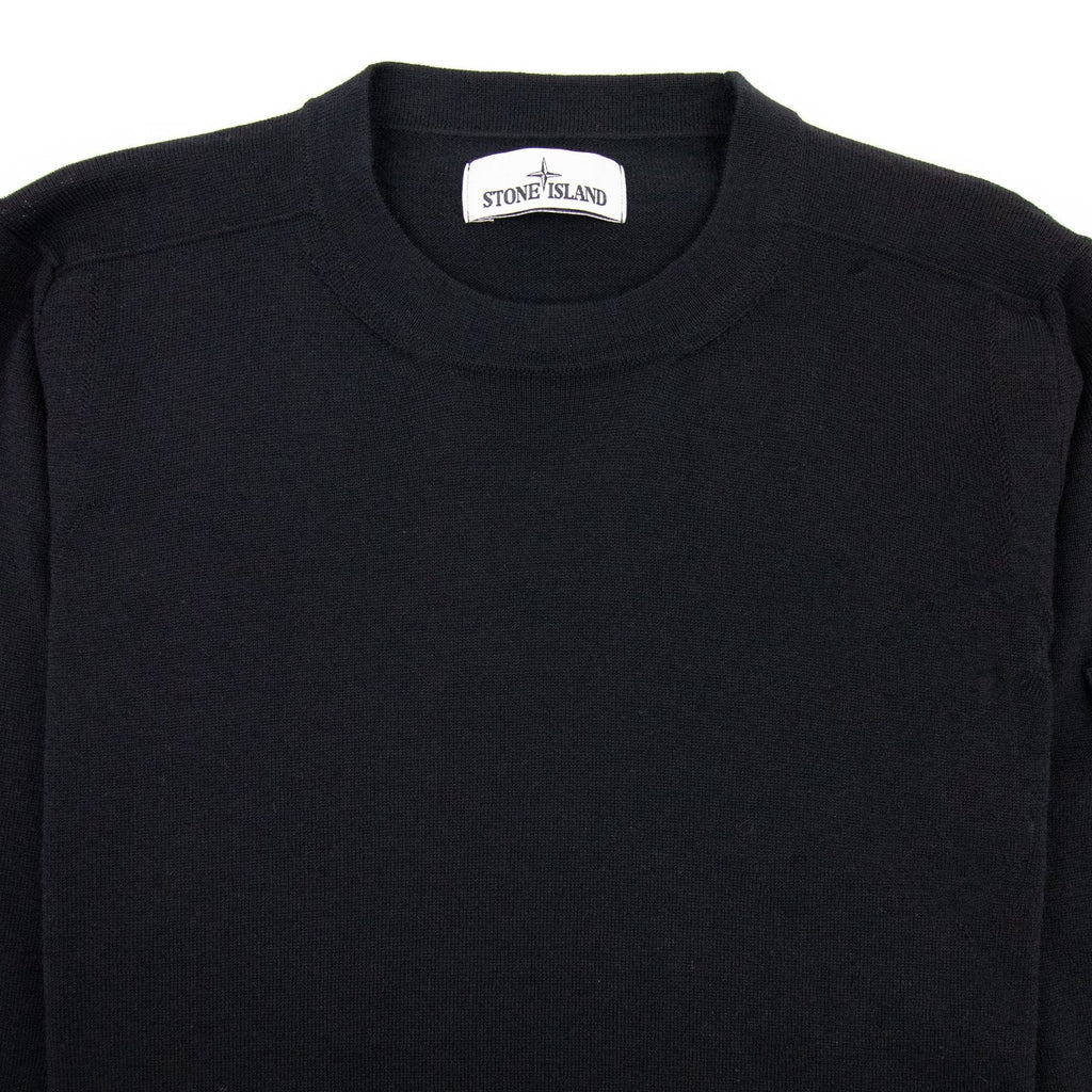Stone Island Merino Wool Logo Jumper Black V0029