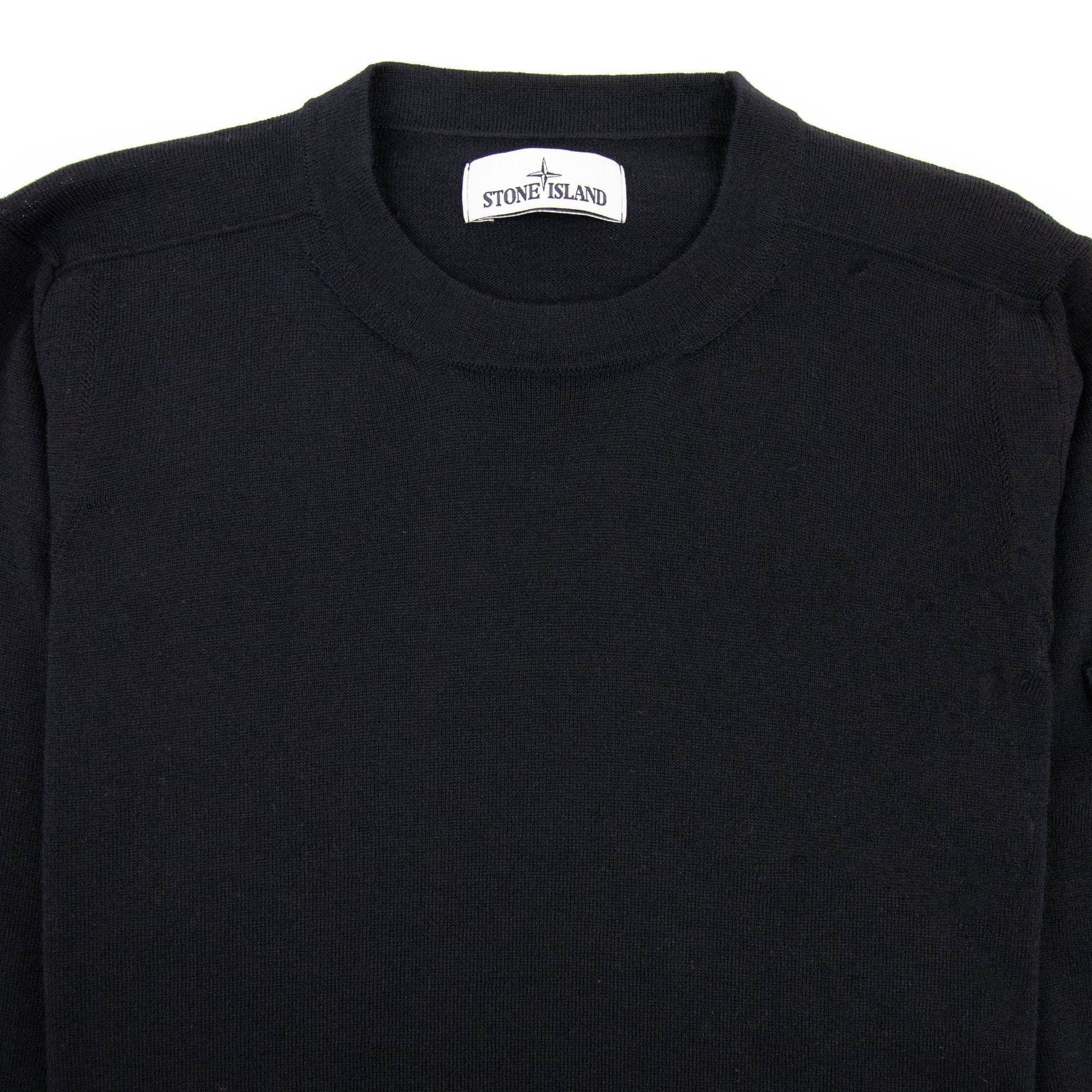 Stone Island Merino Wool Logo Jumper Black V0029