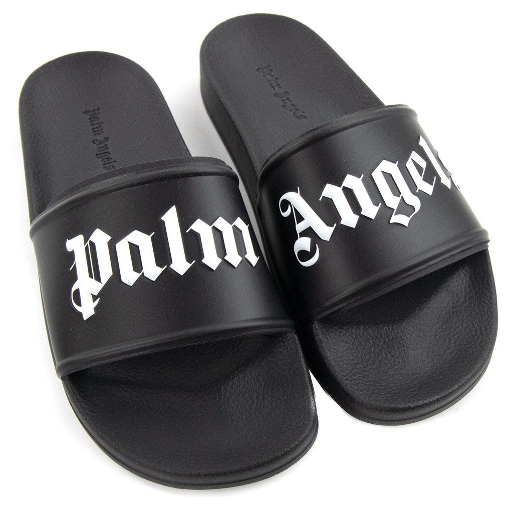 Palm Angels Logo Pool Sliders Black/white