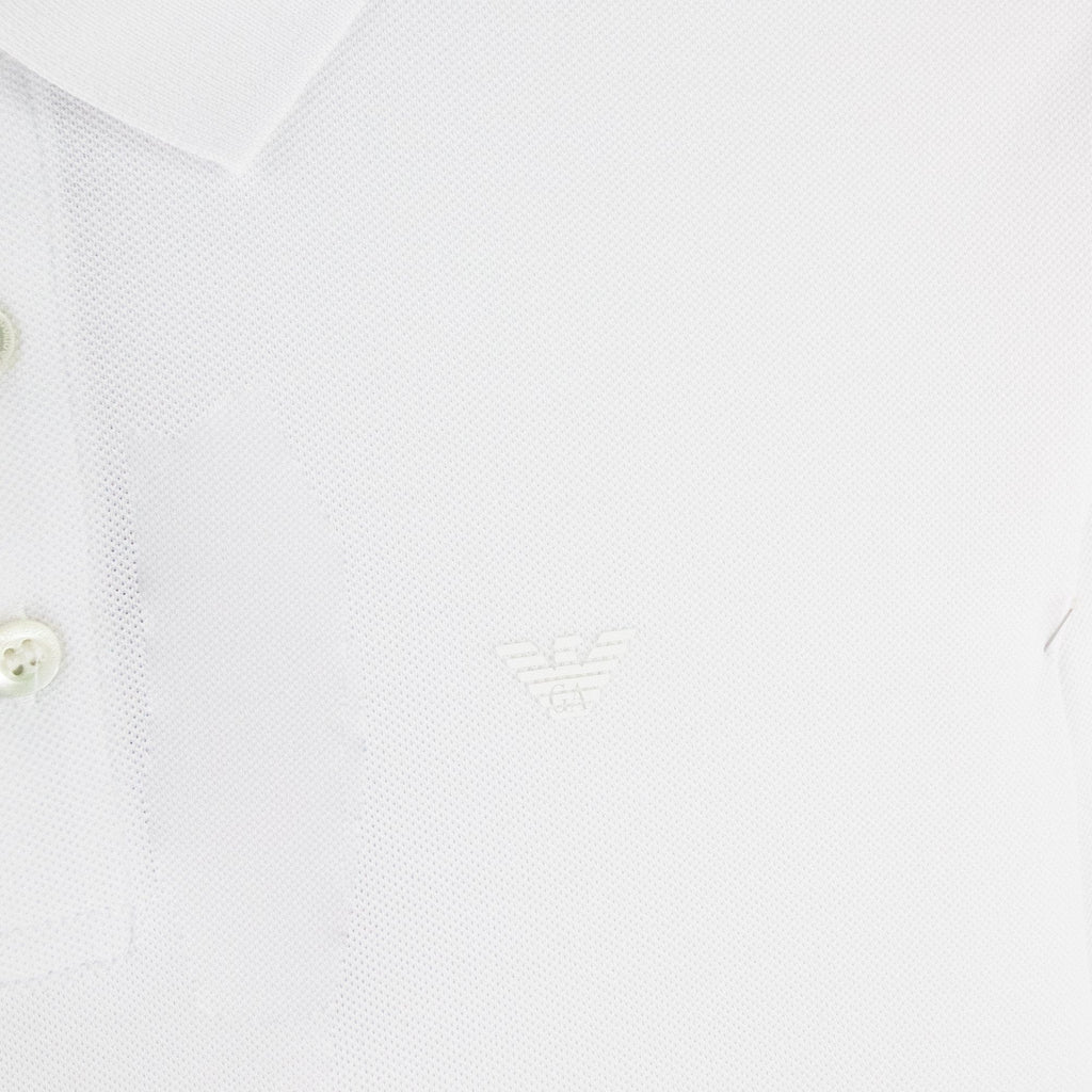Emporio Armani Logo Long Sleeve Polo Shirt White 0100
