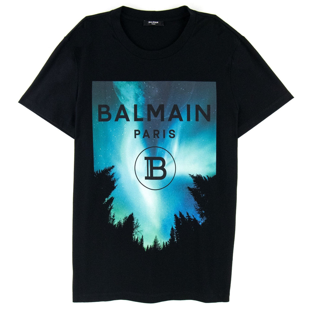 Balmain Moon Print T Shirt Black