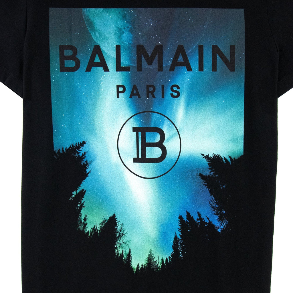 Balmain Moon Print T Shirt Black