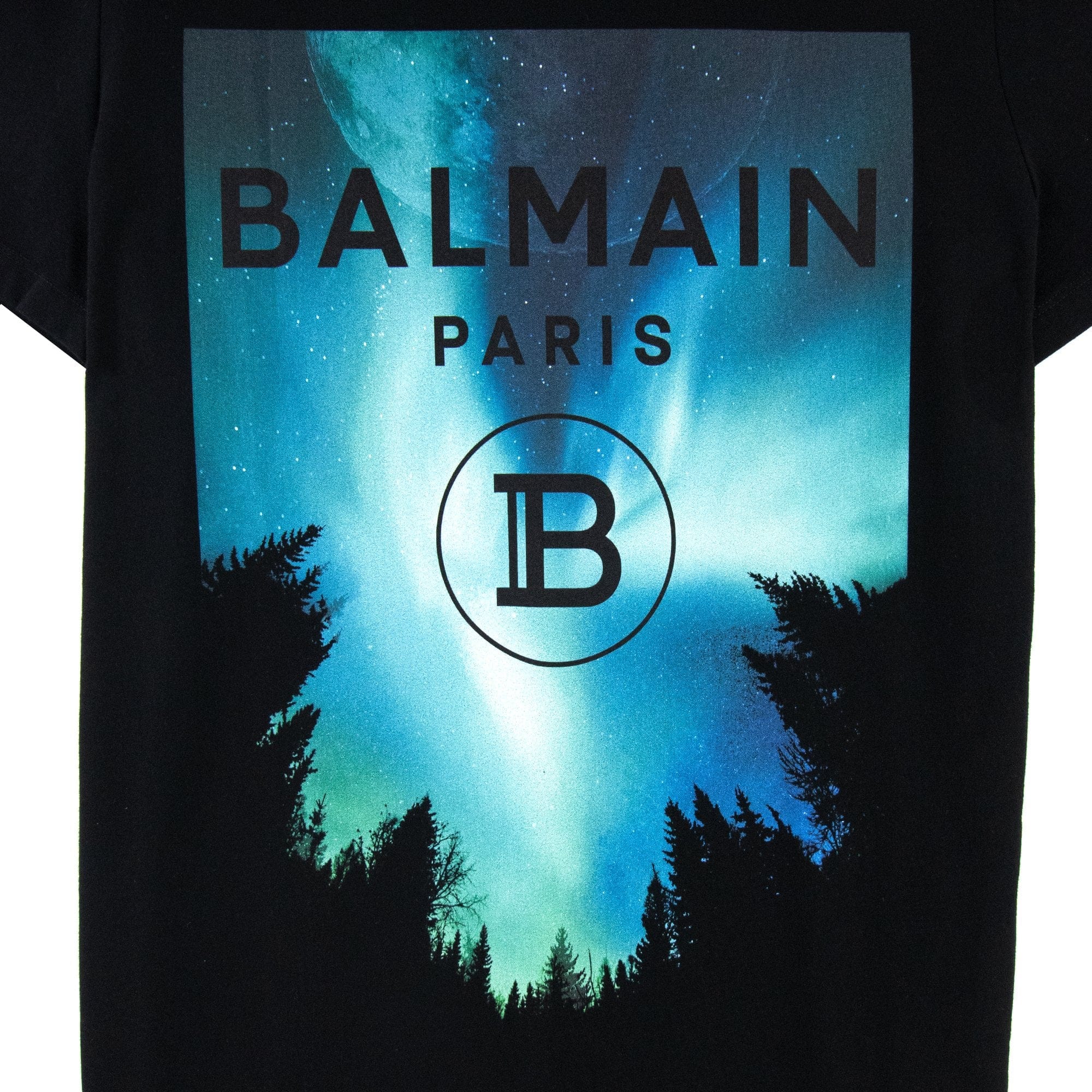 Balmain Moon Print T Shirt Black