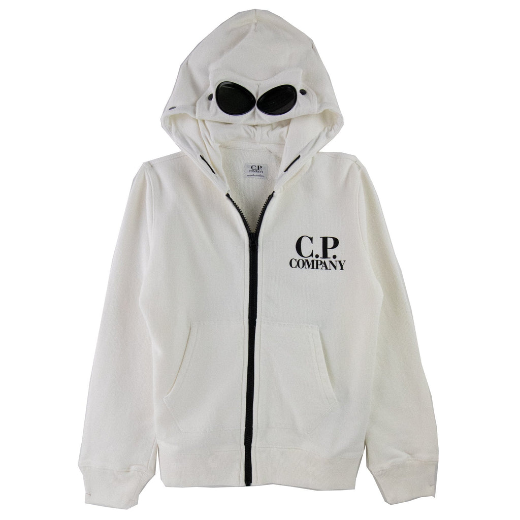 C.P. Company Undersixteen Basic Fleece Goggle Hooded Sweatshirt White 103