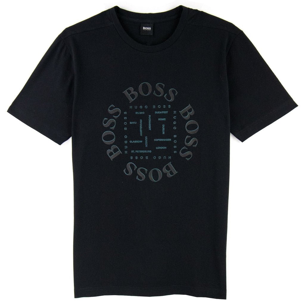 Hugo Boss City Logo Print T Shirt Black 001