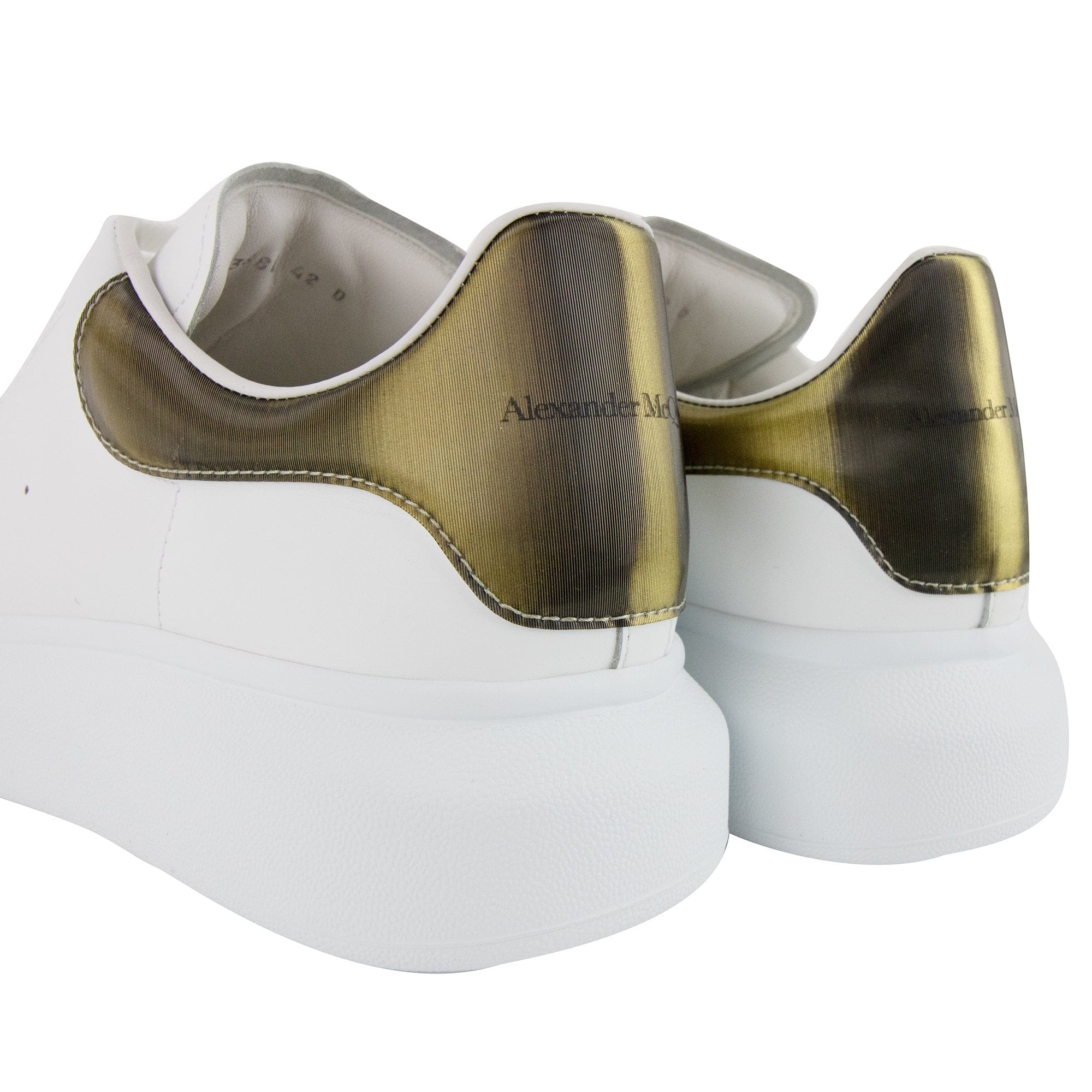 Alexander McQueen Exaggerated Sole Transparent Heel Sneakers White/gold 9075