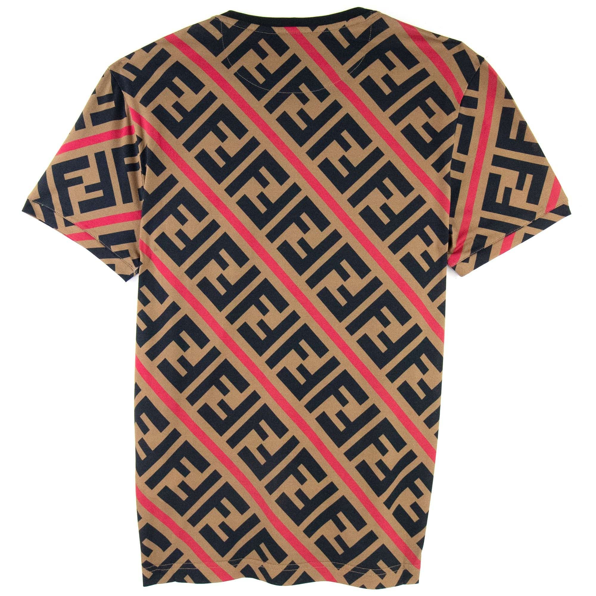 Fendi Diagonal FF Logo T Shirt Beige/black