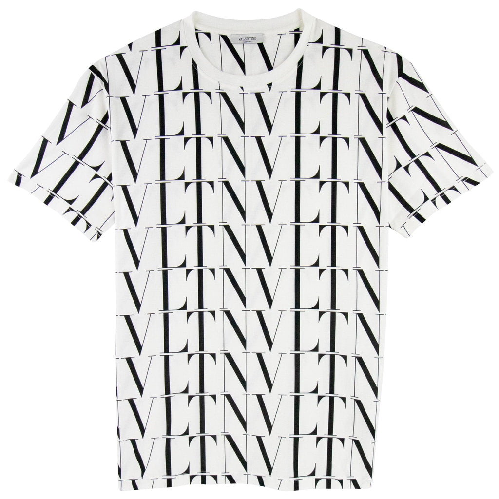 Valentino Logo Pattern Crewneck T Shirt White/black