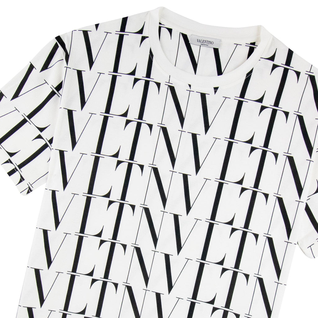 Valentino Logo Pattern Crewneck T Shirt White/black