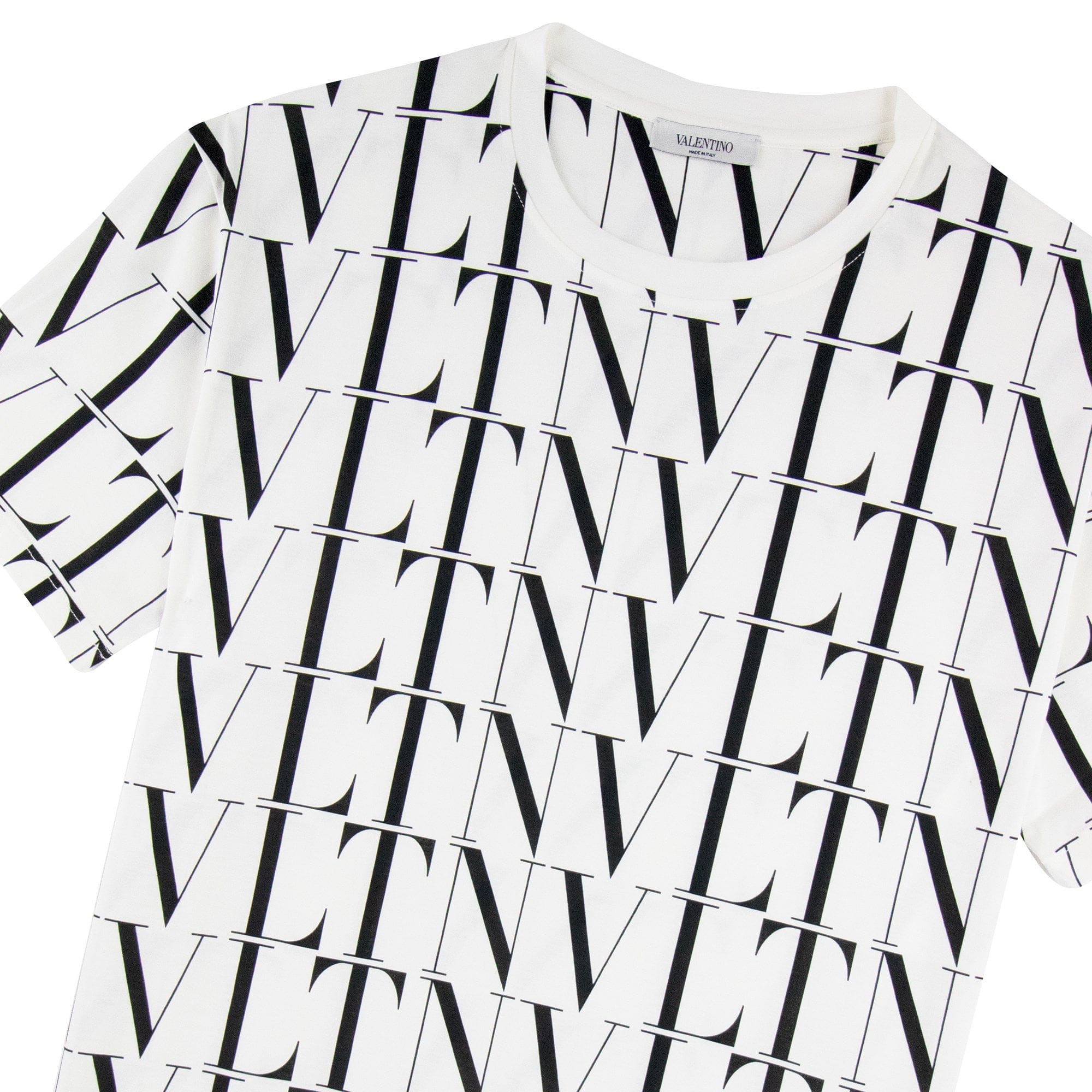 Valentino Logo Pattern Crewneck T Shirt White/black