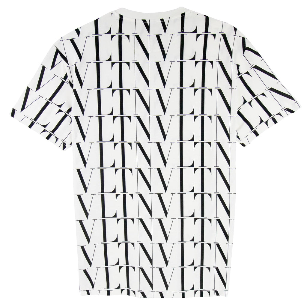Valentino Logo Pattern Crewneck T Shirt White/black