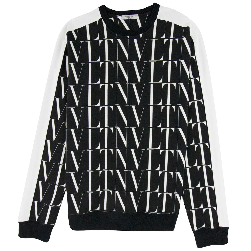 Valentino Logo Pattern Contrast Tape Stretch Sweatshirt Black/white