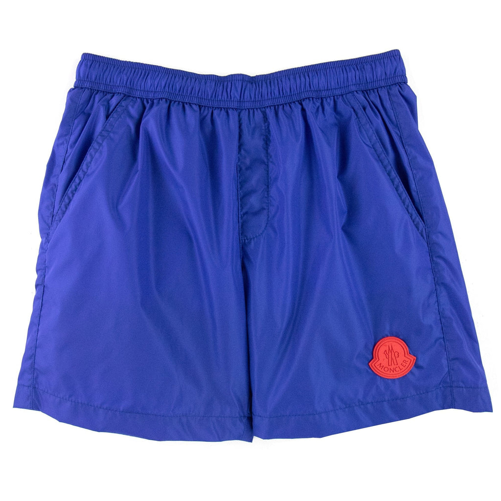 Moncler Junior Mare Rubber Logo Swim Shorts Electric Blue