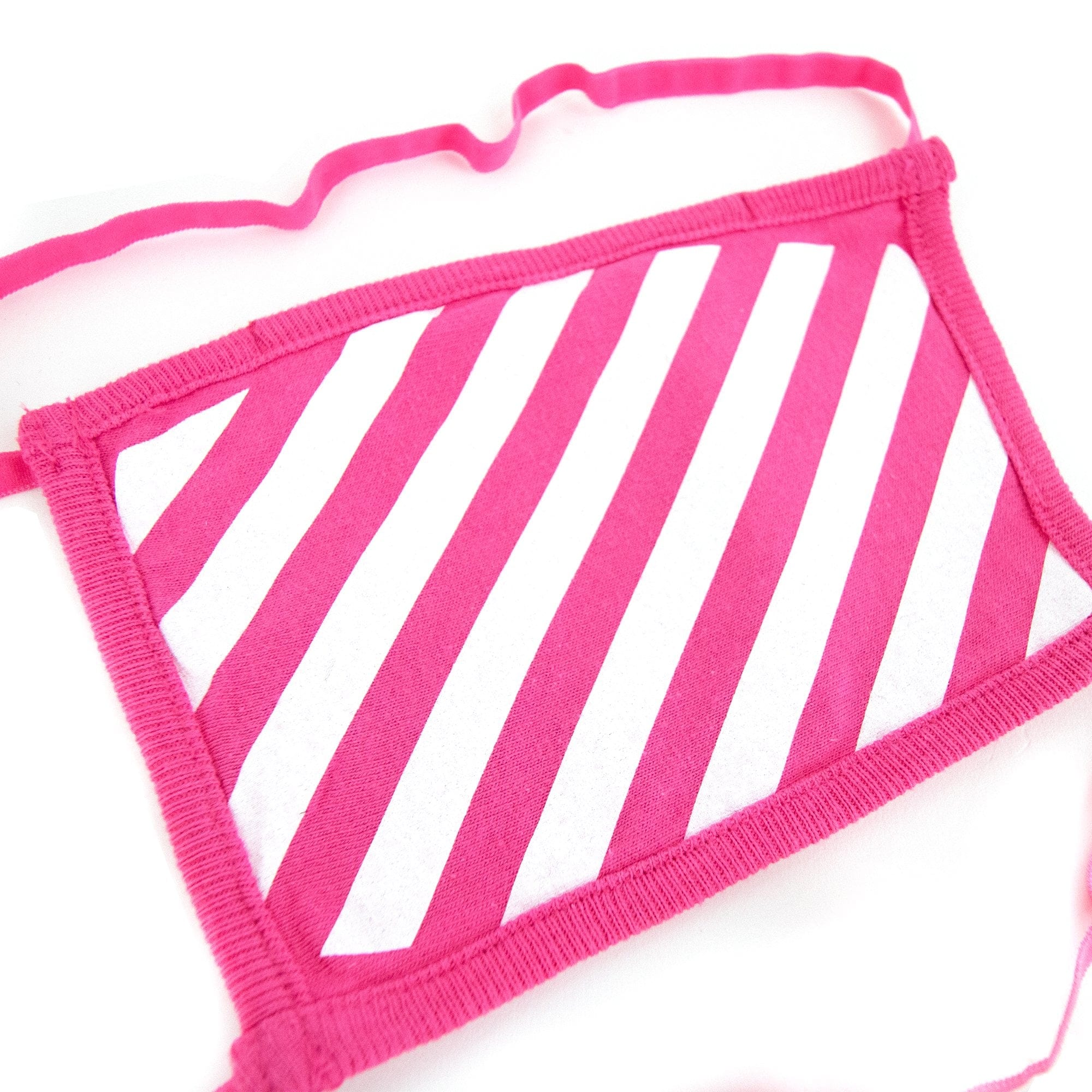 Off White Diagonal Graphic Print Face Mask Fuchsia/white