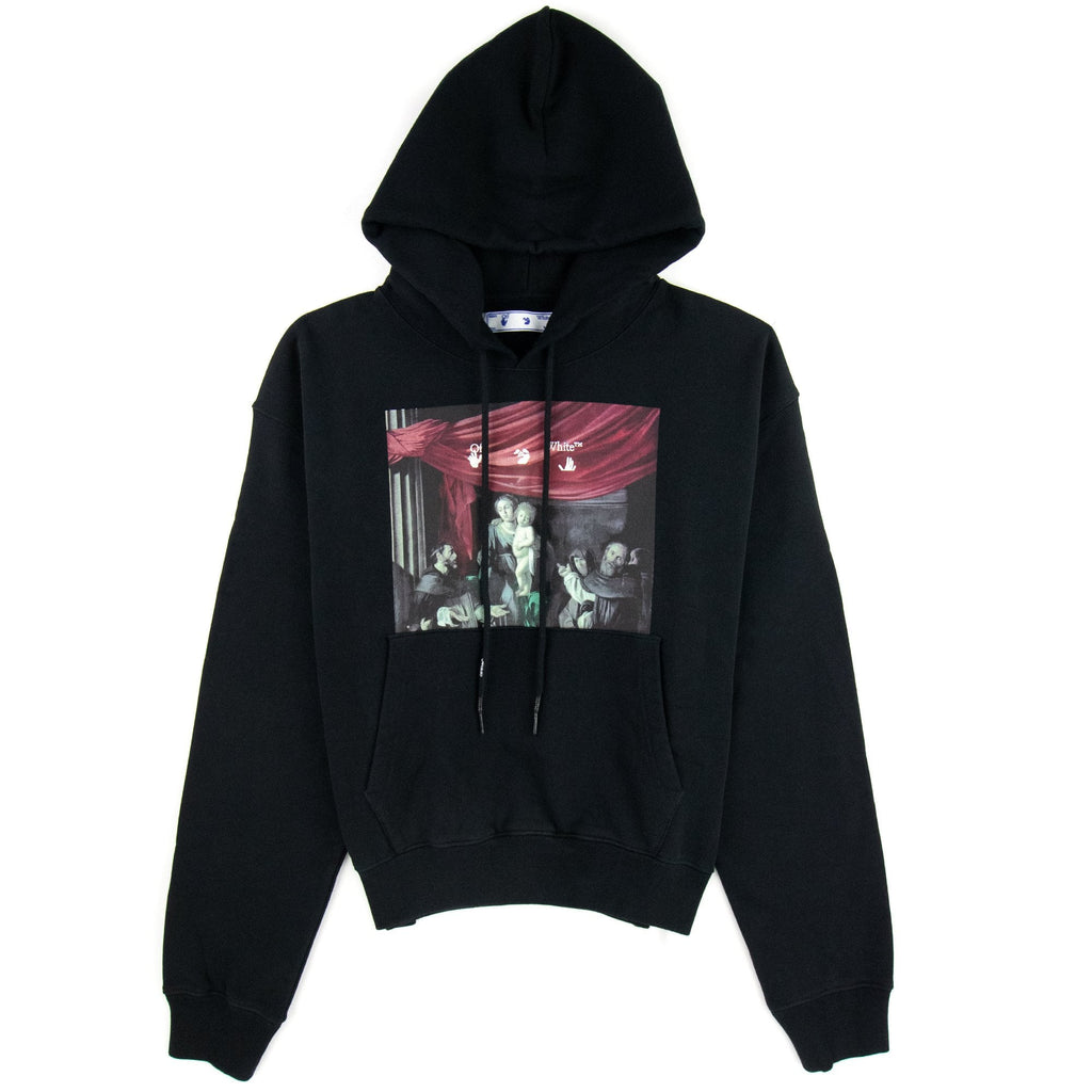 Off White Caravage Printed Hooded Sweatshirt Black/black
