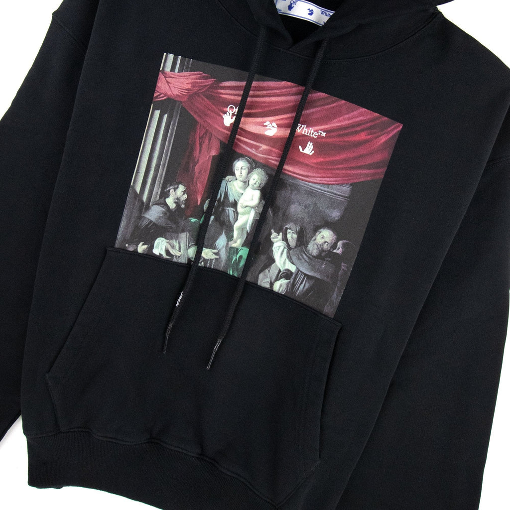 Off White Caravage Printed Hooded Sweatshirt Black/black
