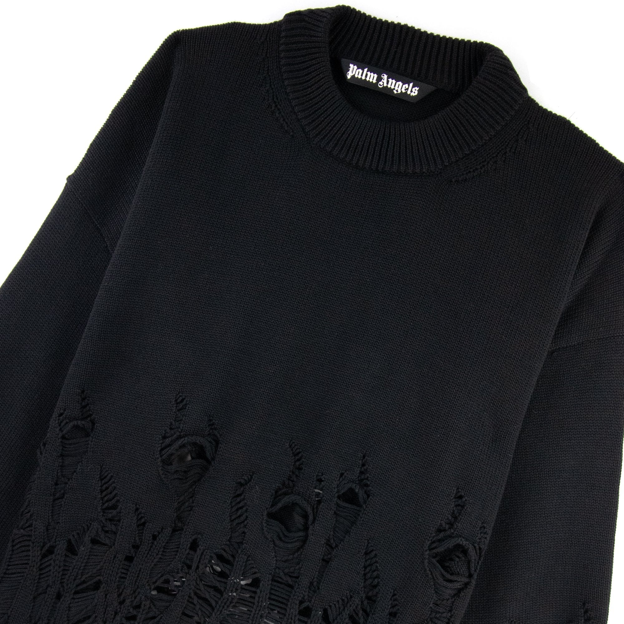 Palm Angels Distressed Flames Sweater Black/white