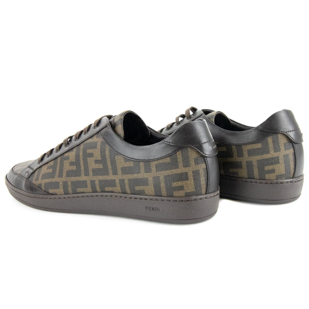 Fendi Ff Logo Leather Trainer Brown DS3