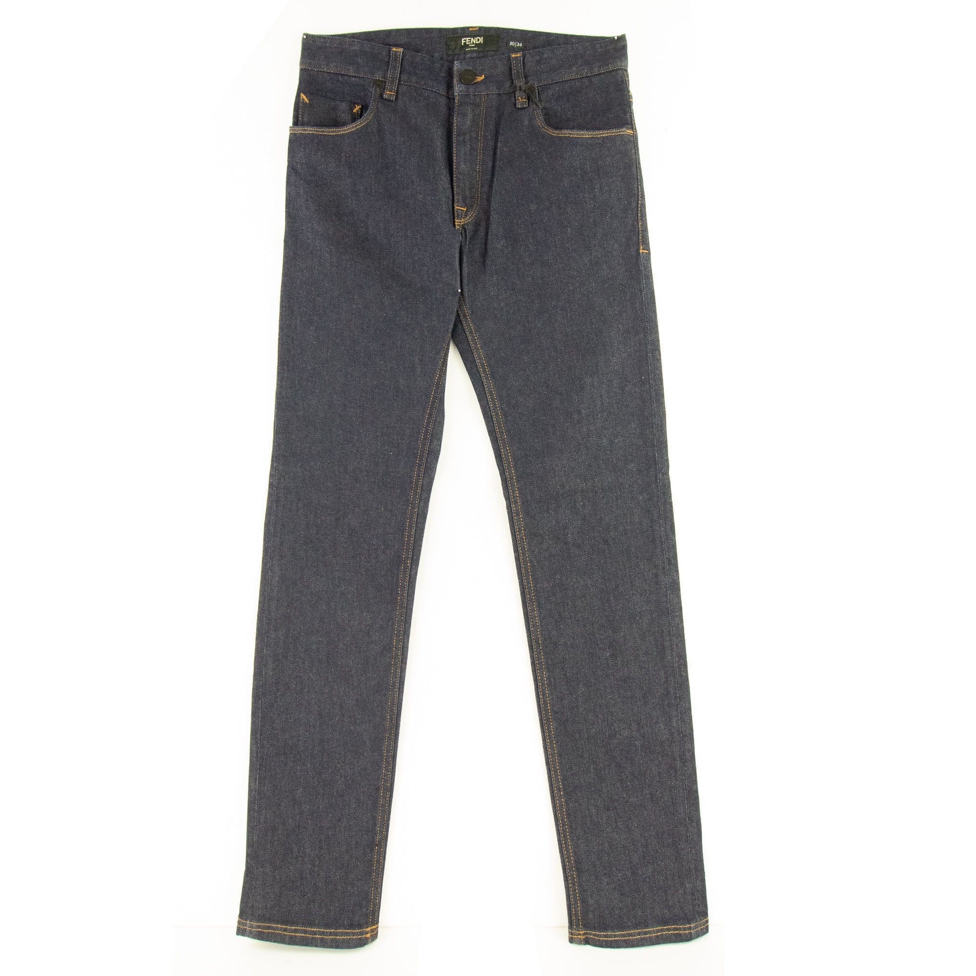 Fendi FF Pocket Logo Slim Jeans Dark Blue