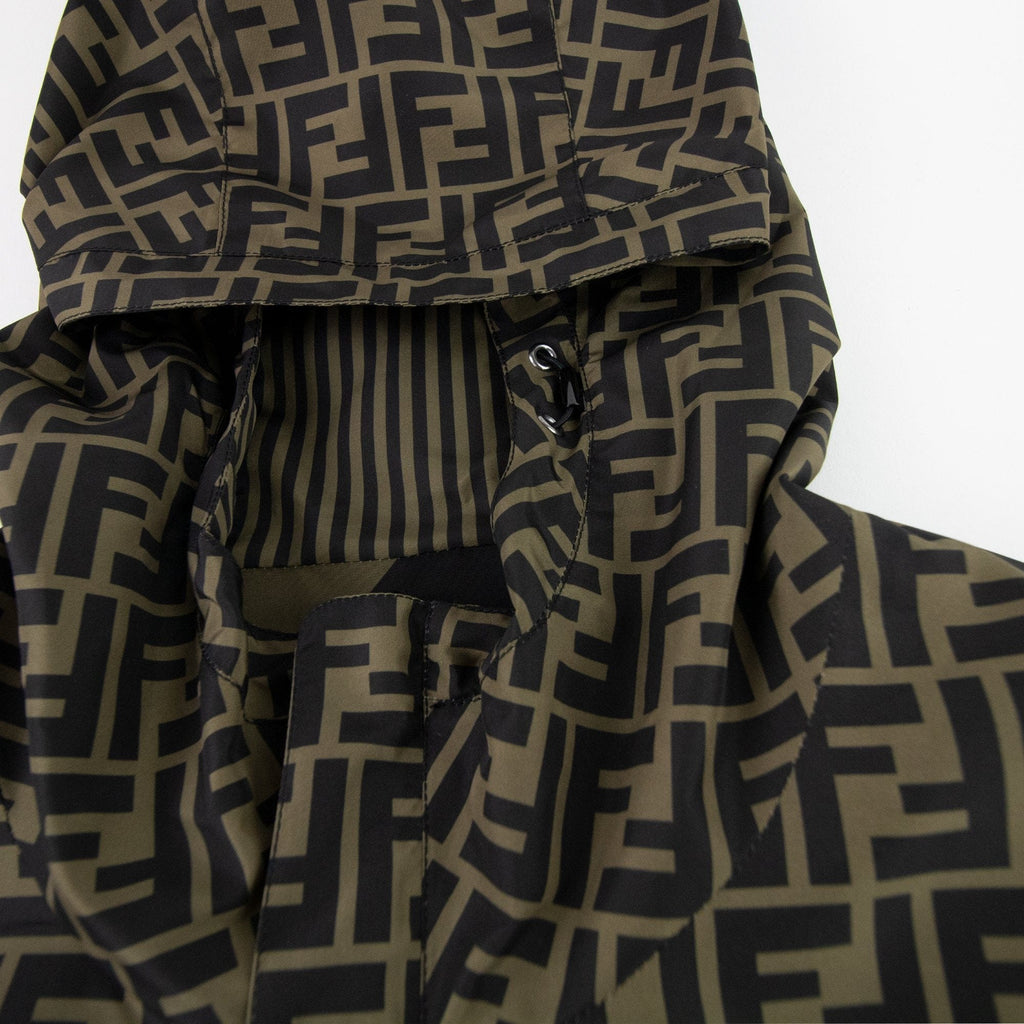 Fendi Reversible Logo Print Shell Hooded Jacket Tobacco/moro