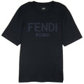 Fendi Embroidered Flower Logo Print T Shirt Black