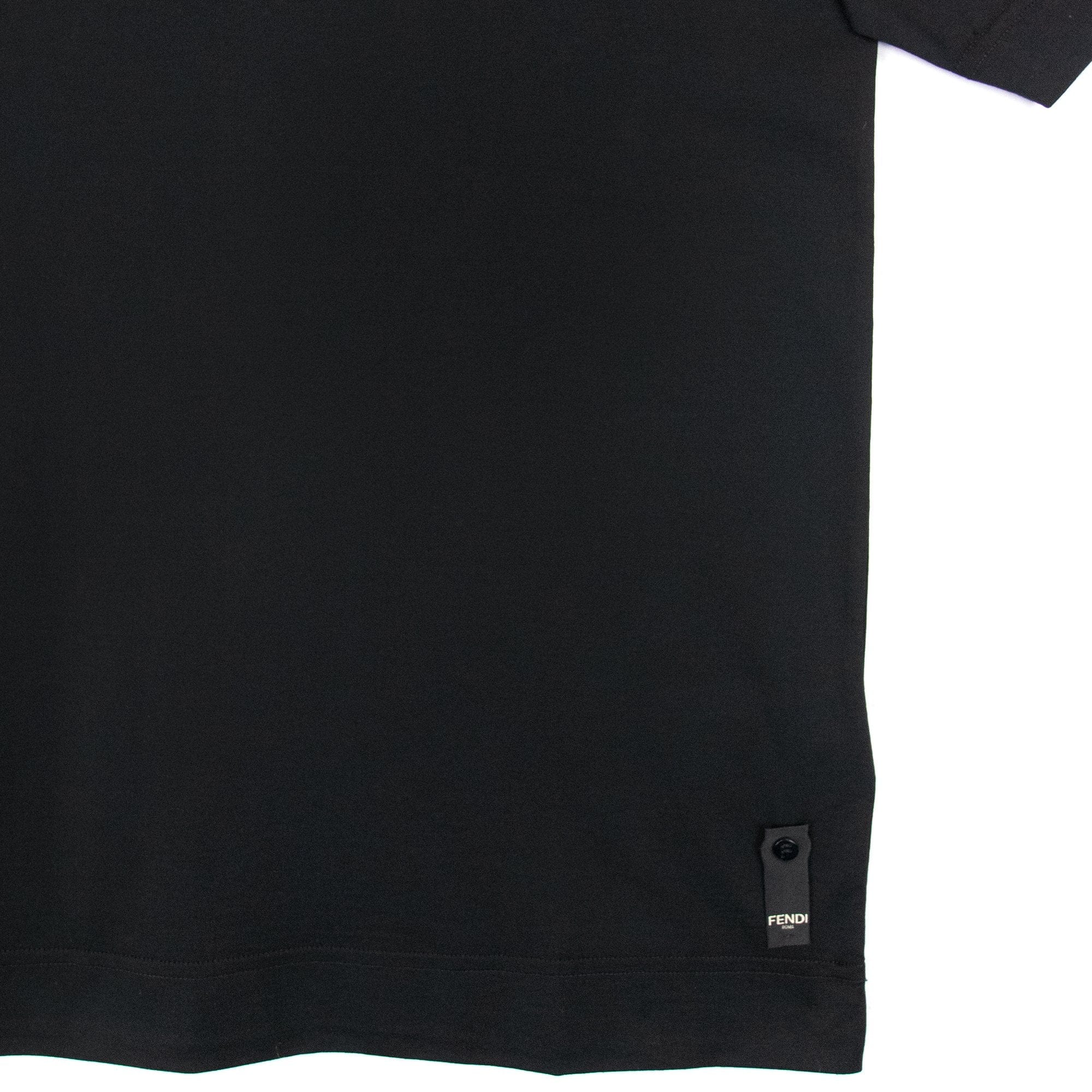 Fendi Embroidered Flower Logo Print T Shirt Black