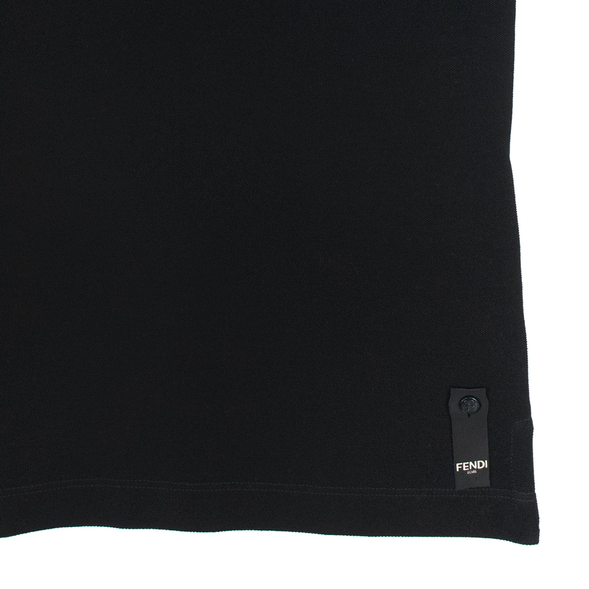 Fendi Collar Logo Print S/S Polo Shirt Black