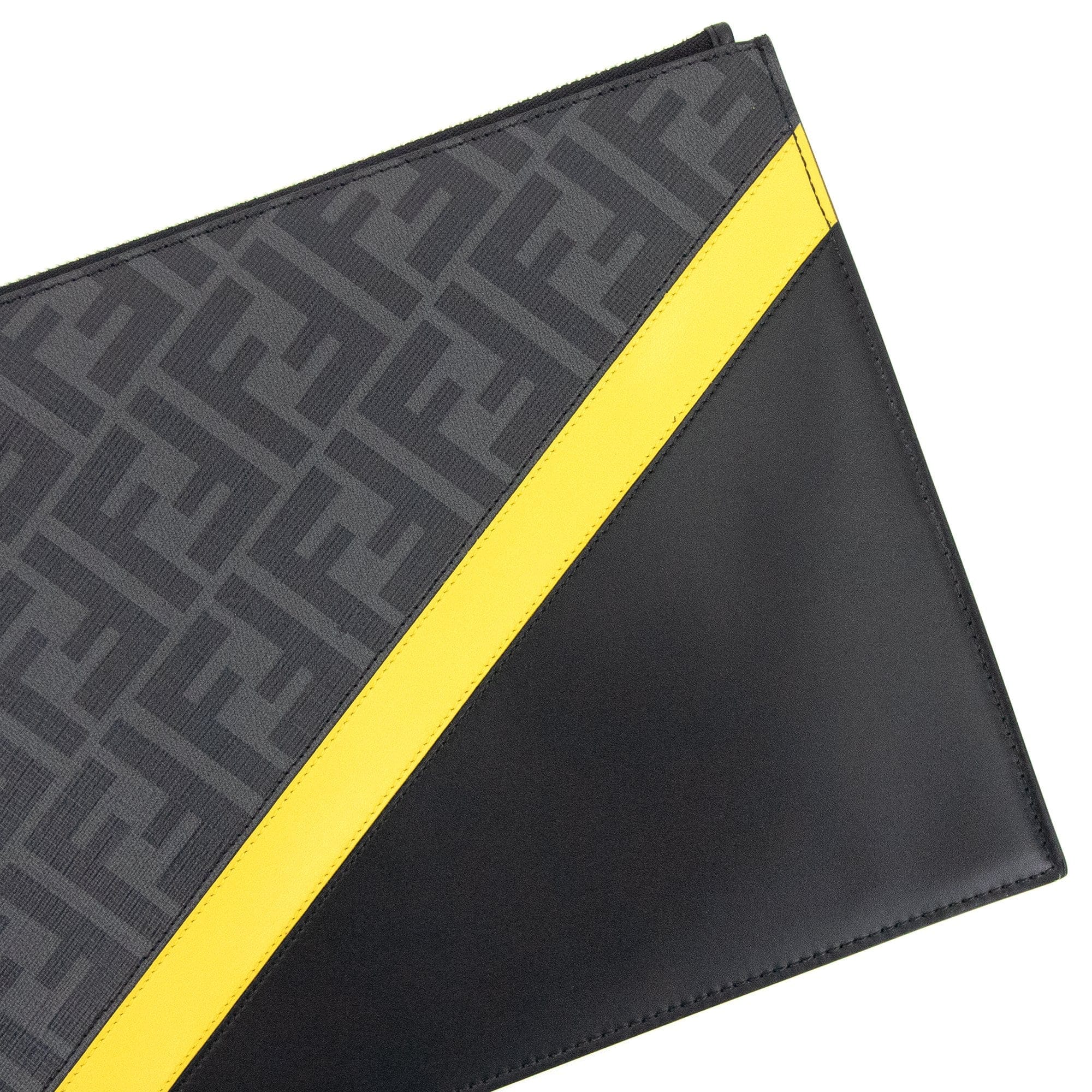 Fendi FF Logo Print Leather Pouch Nero/Sunflower
