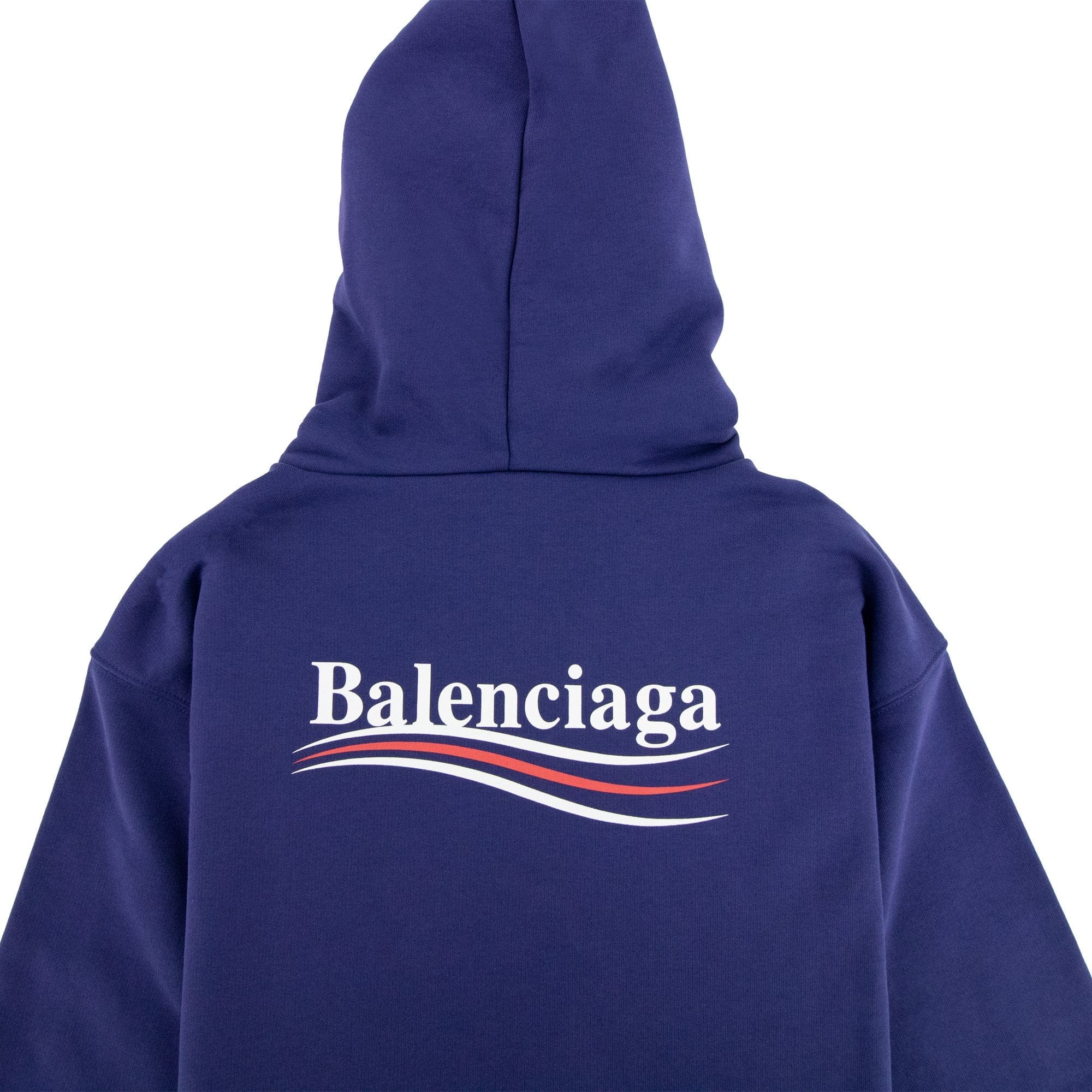 Balenciaga Logo Print Hooded Sweatshirt Blue 1195