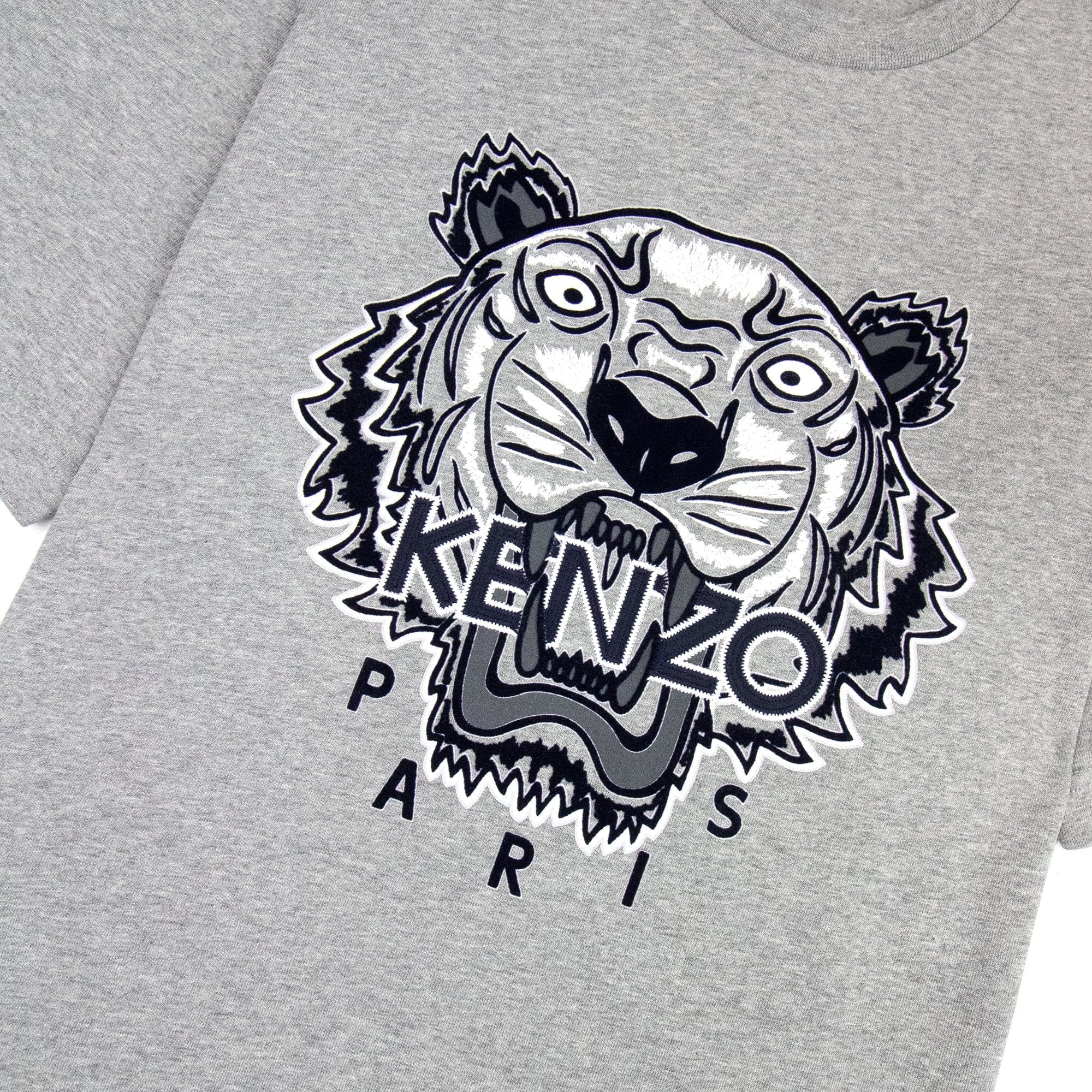 Kenzo Varsity Tiger Marled T Shirt Grey 094