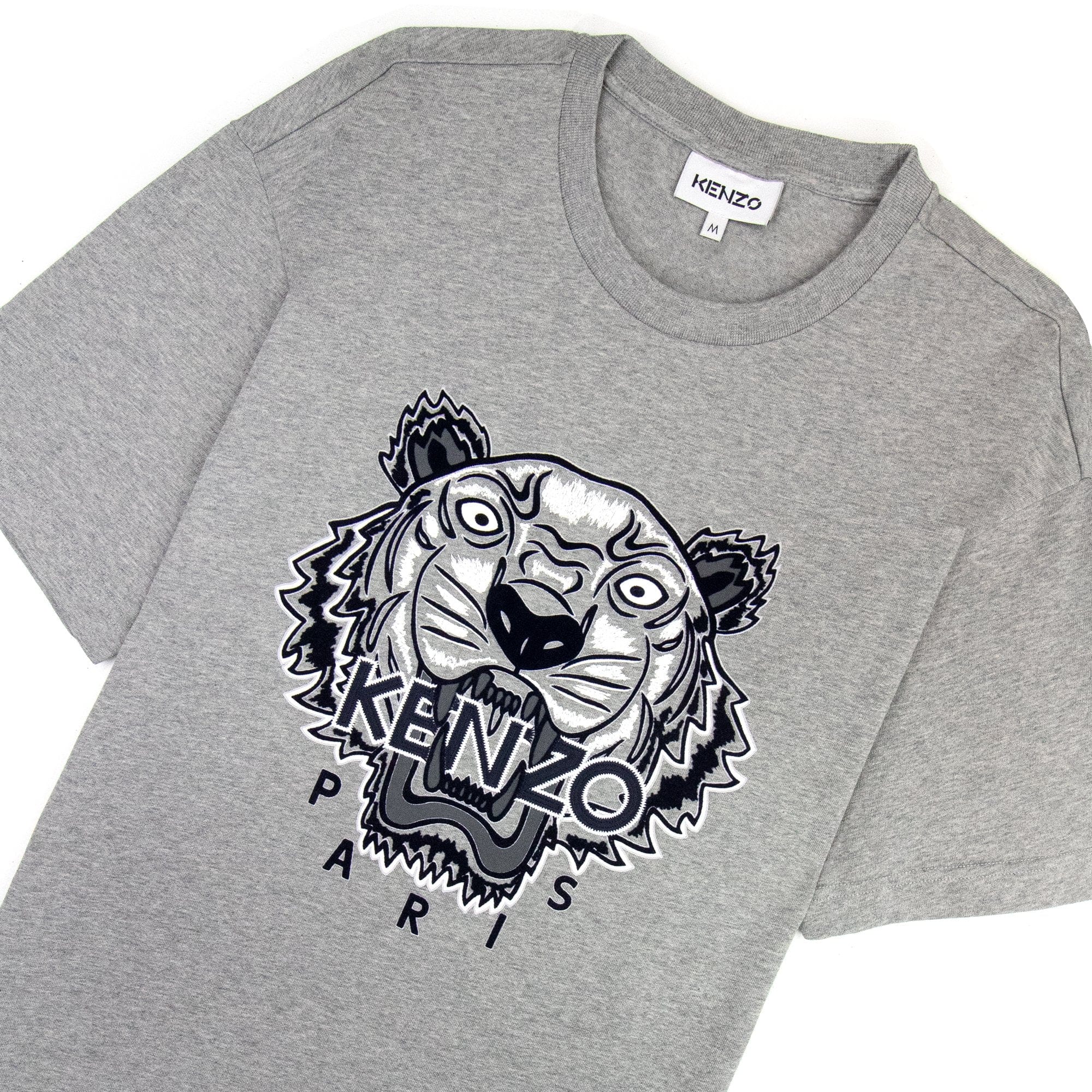 Kenzo Varsity Tiger Marled T Shirt Grey 094