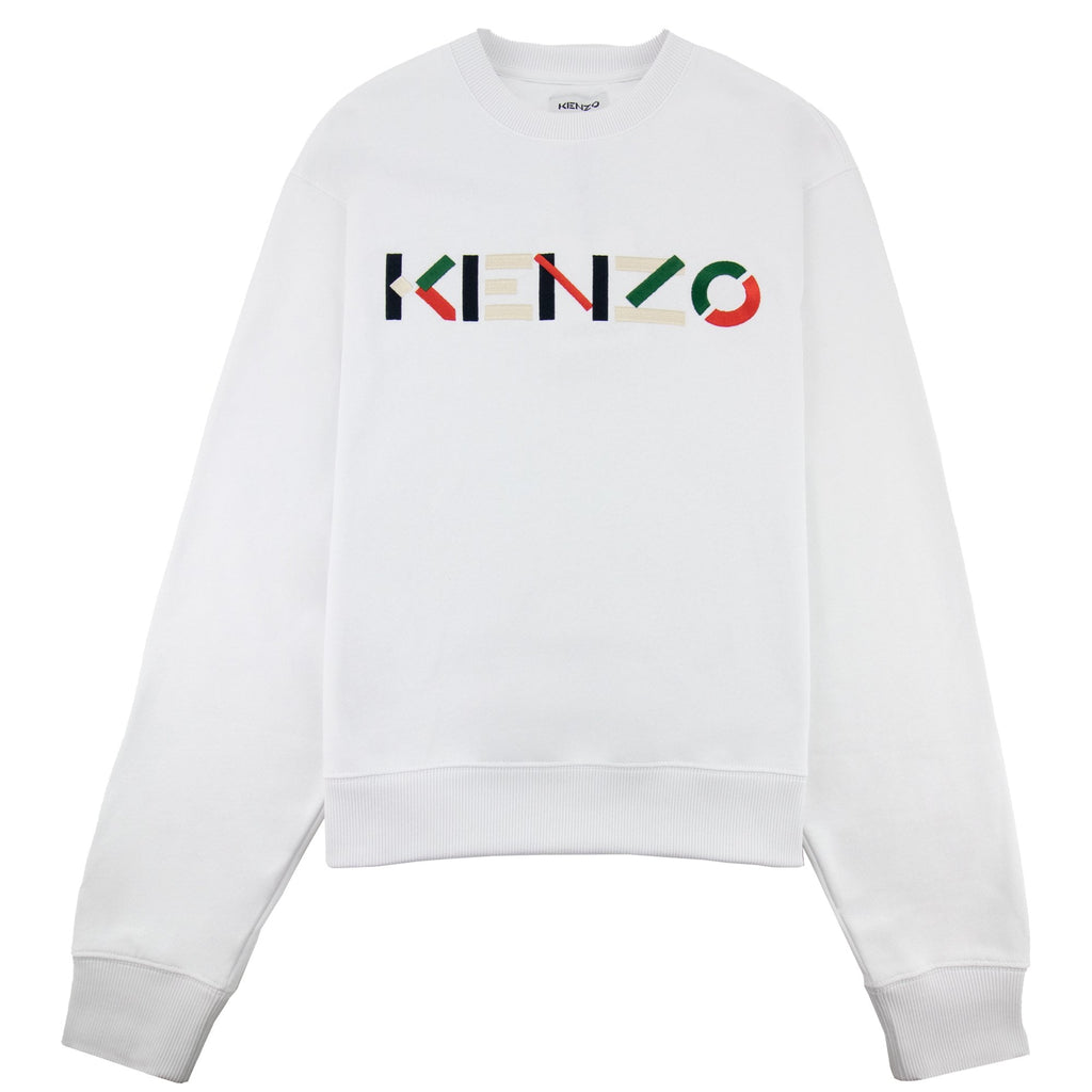 Kenzo Logo Print Crewneck Sweatshirt White 001