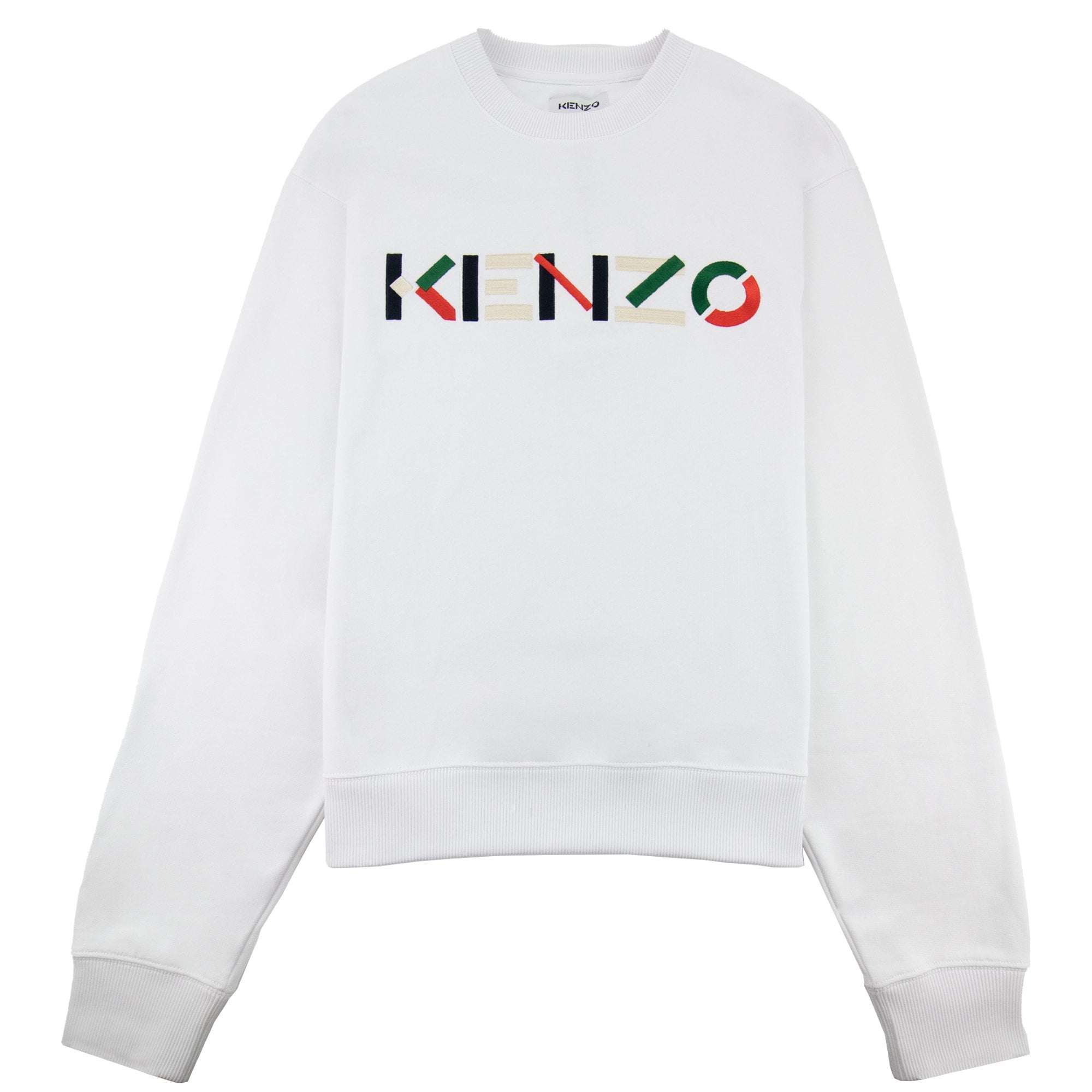 Kenzo Logo Print Crewneck Sweatshirt White 001