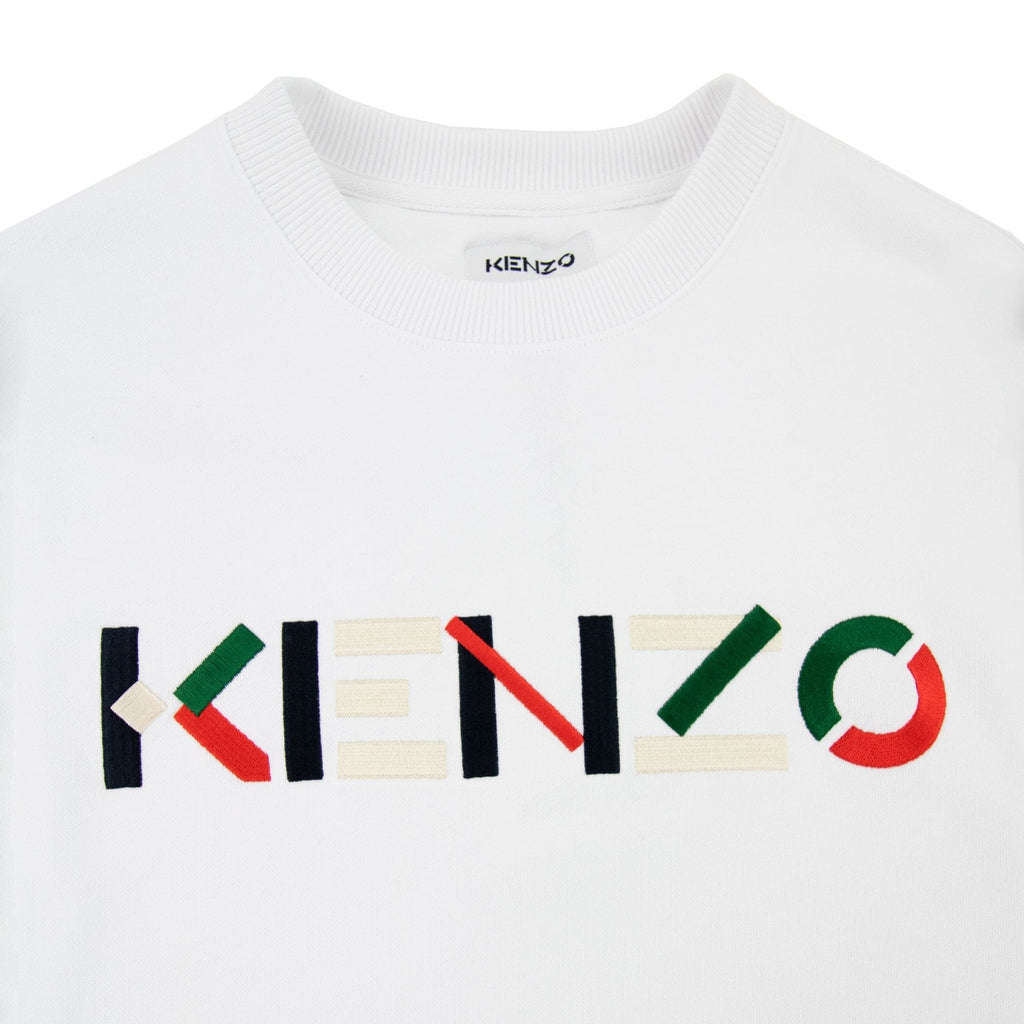 Kenzo Logo Print Crewneck Sweatshirt White 001