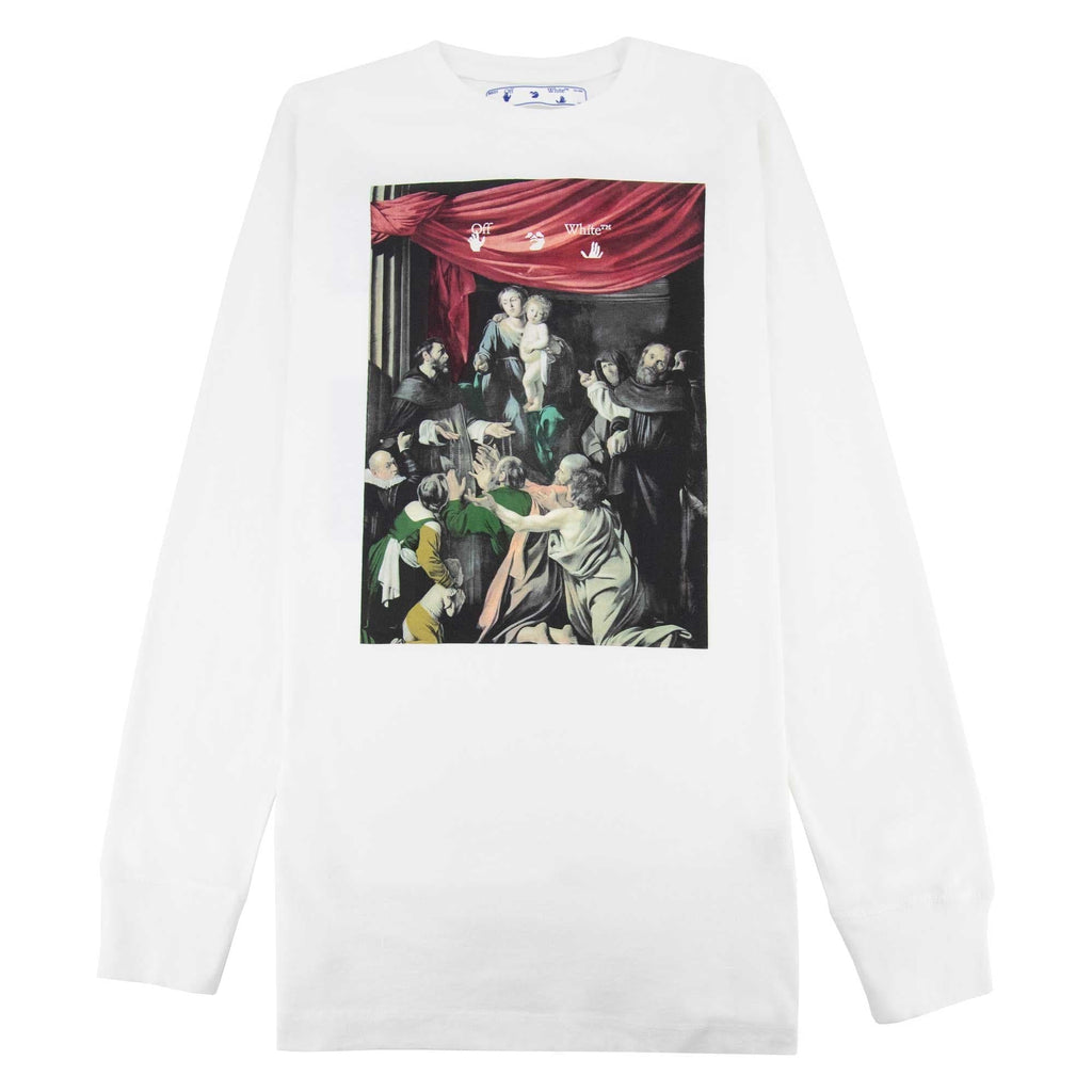 Off White Caravag Printed L/s T Shirt White/black
