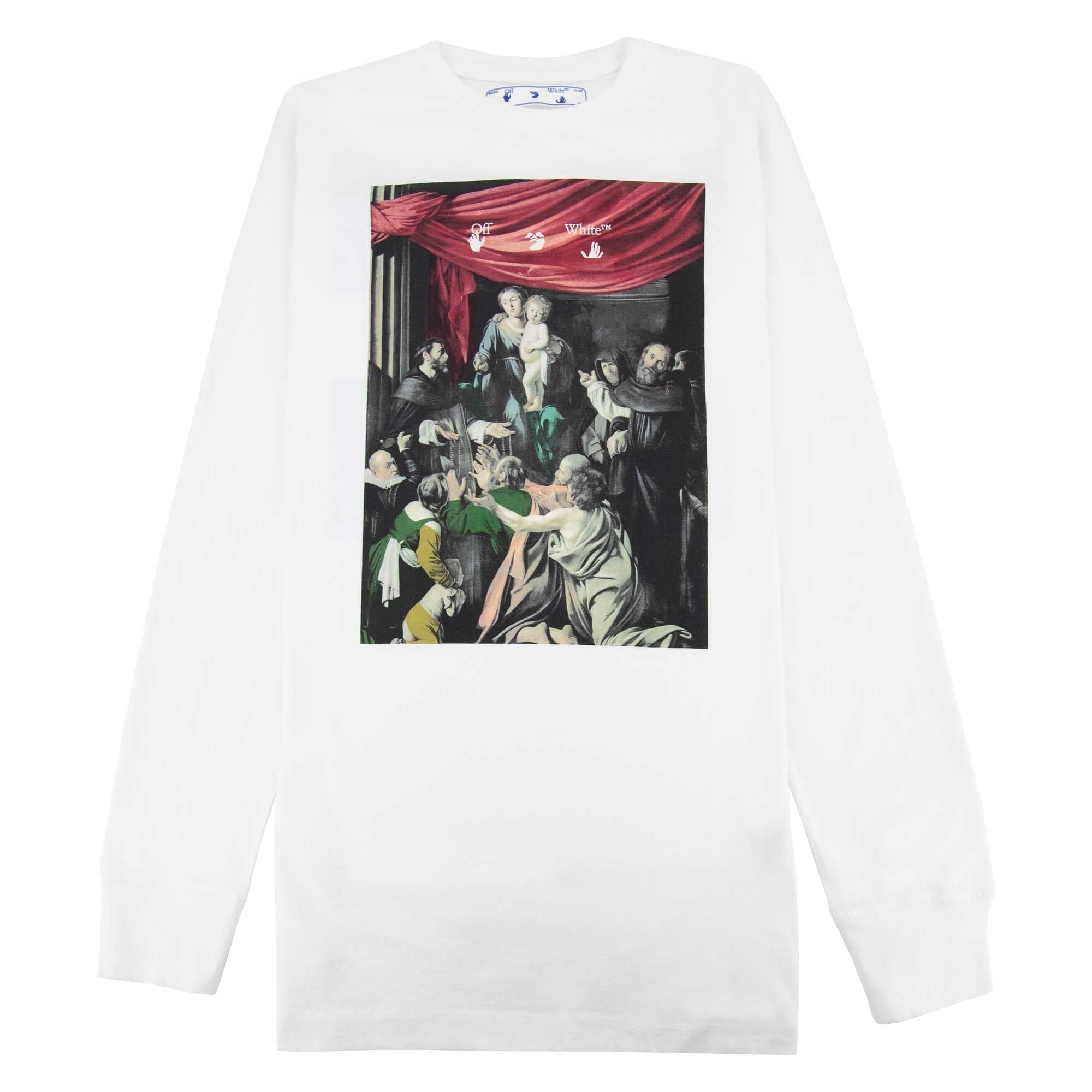 Off White Caravag Printed L/s T Shirt White/black