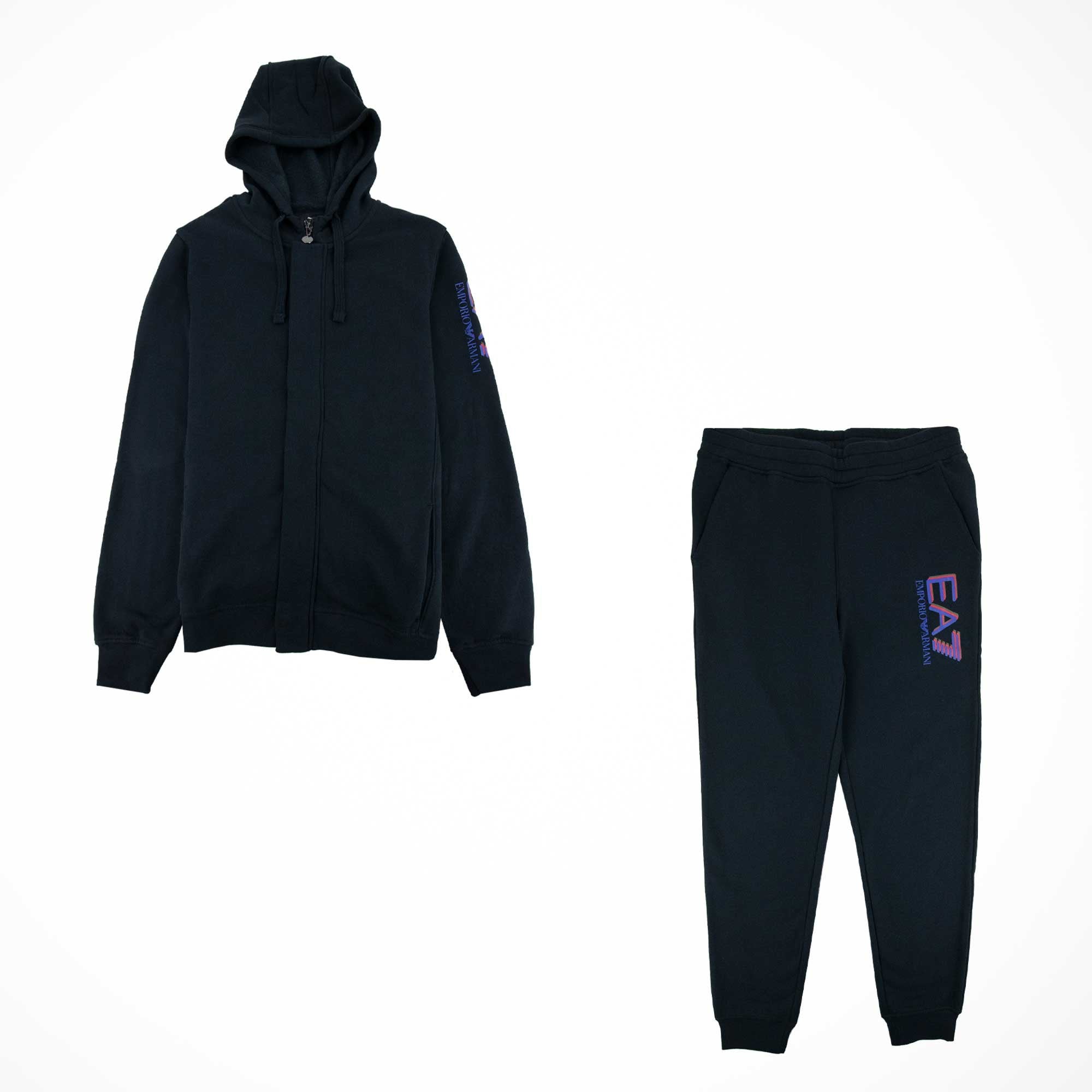 EA7 Triple Logo Press Stud Tracksuit Blue Notte