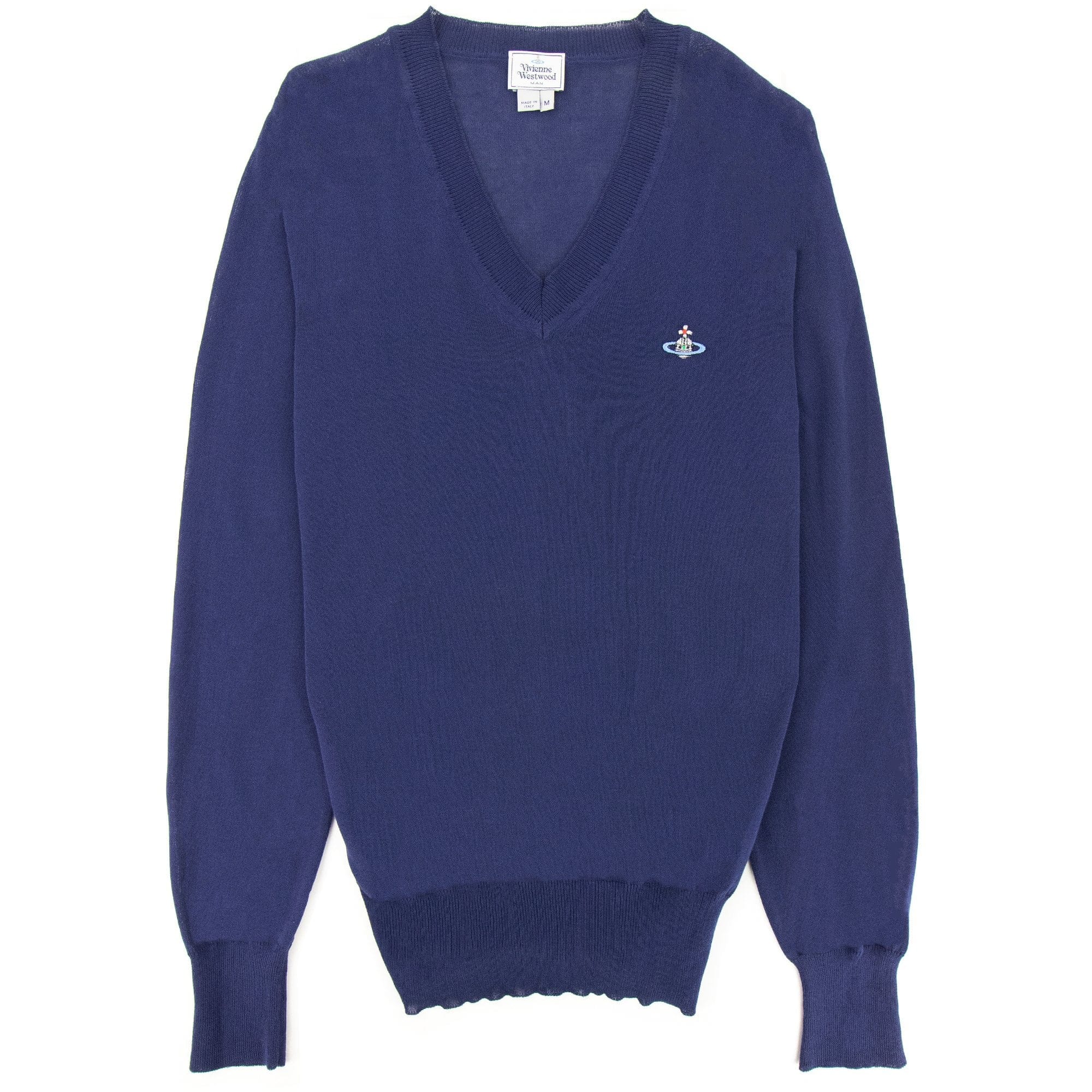 Vivienne Westwood V Neck Knitted Jumper Royal Blue